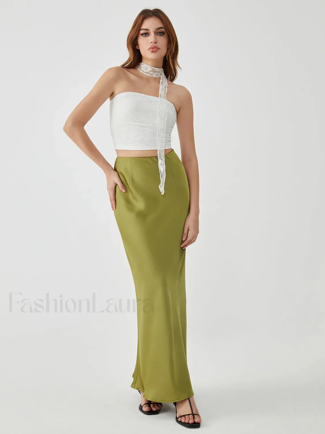Lace Up Graceful Sheer Tube Top - Image 2