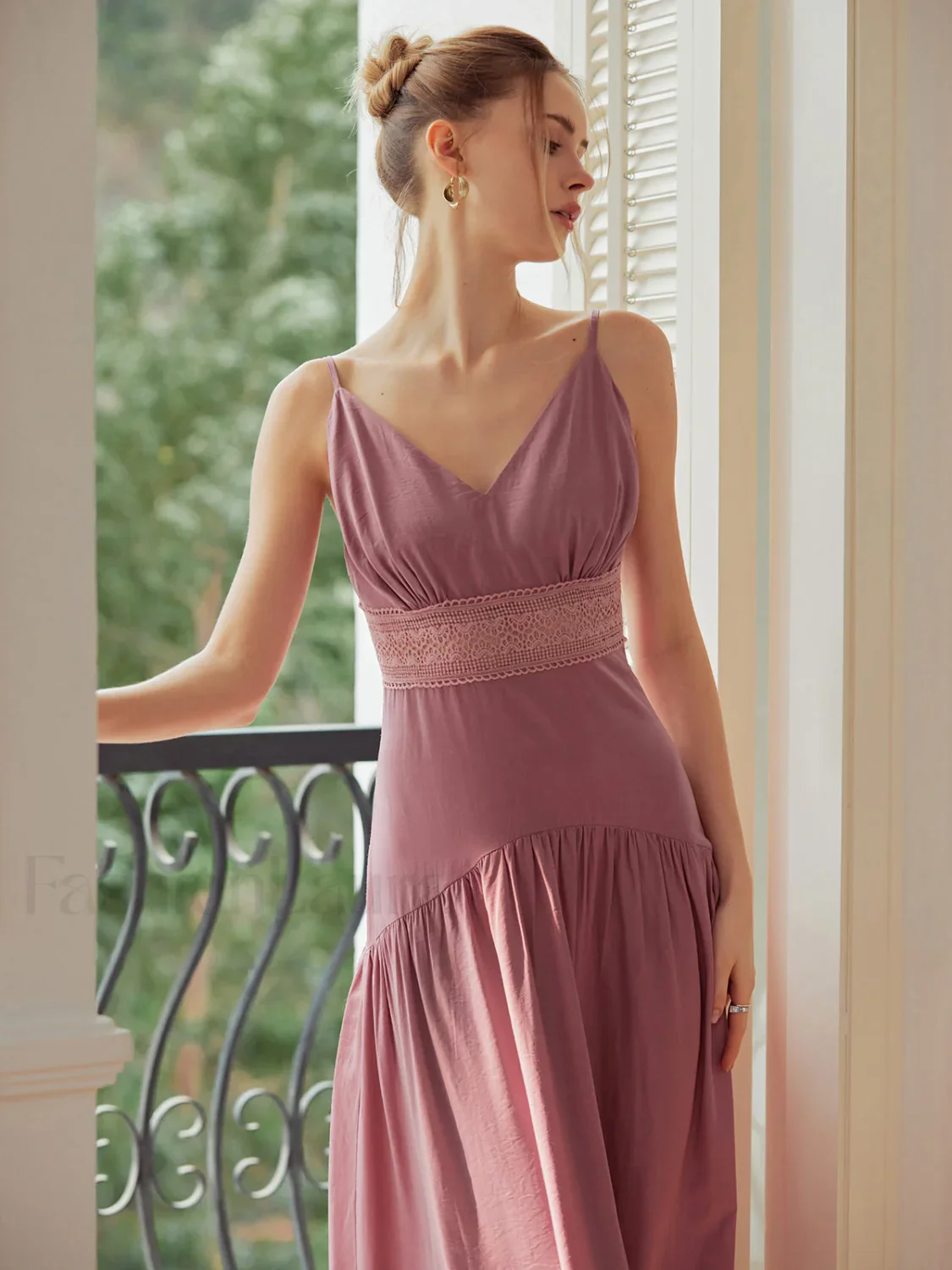 Lace Trim Layered Trendy Hem Cami Long Dress - Image 10
