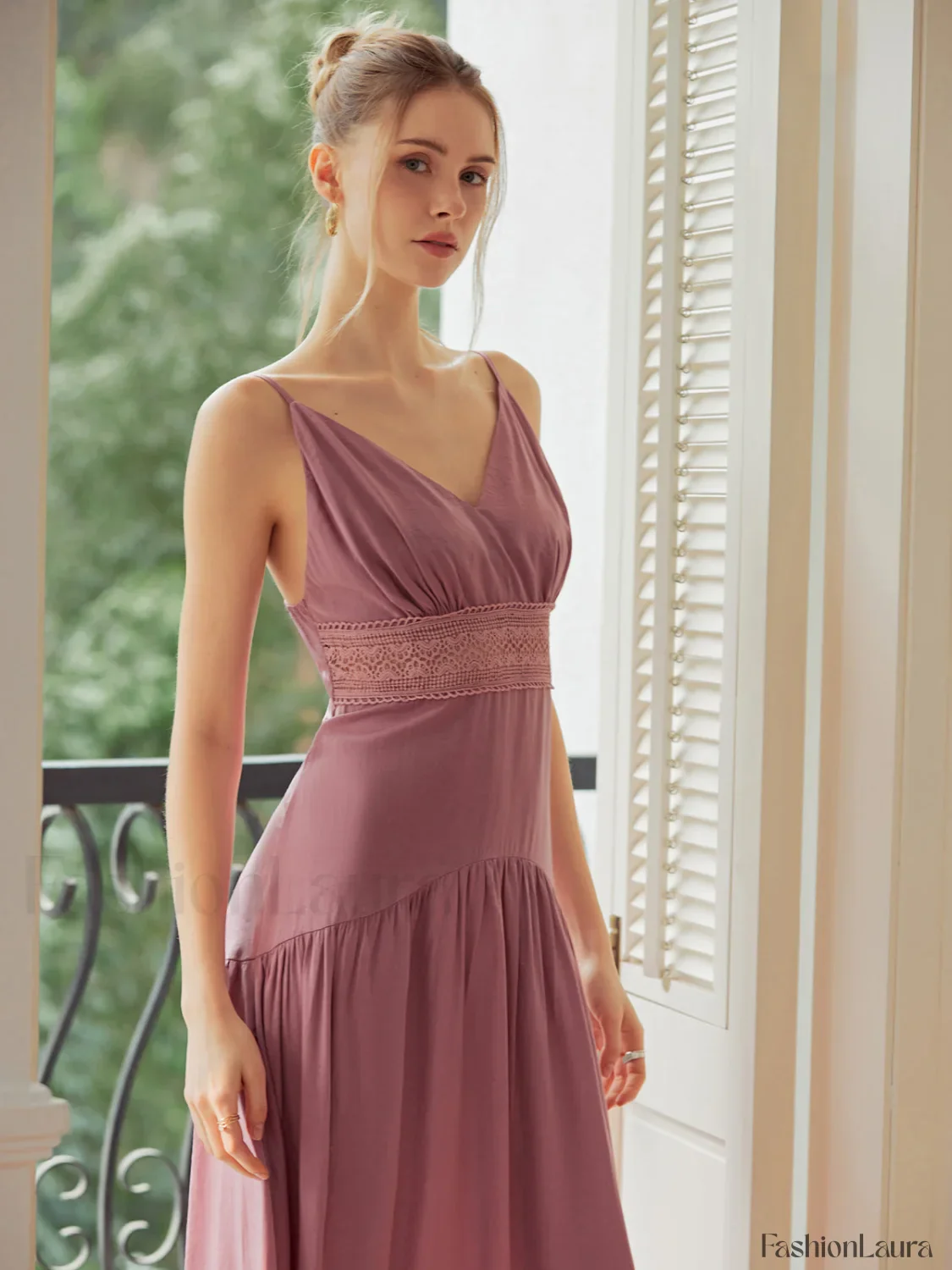 Lace Trim Layered Trendy Hem Cami Long Dress - Image 15