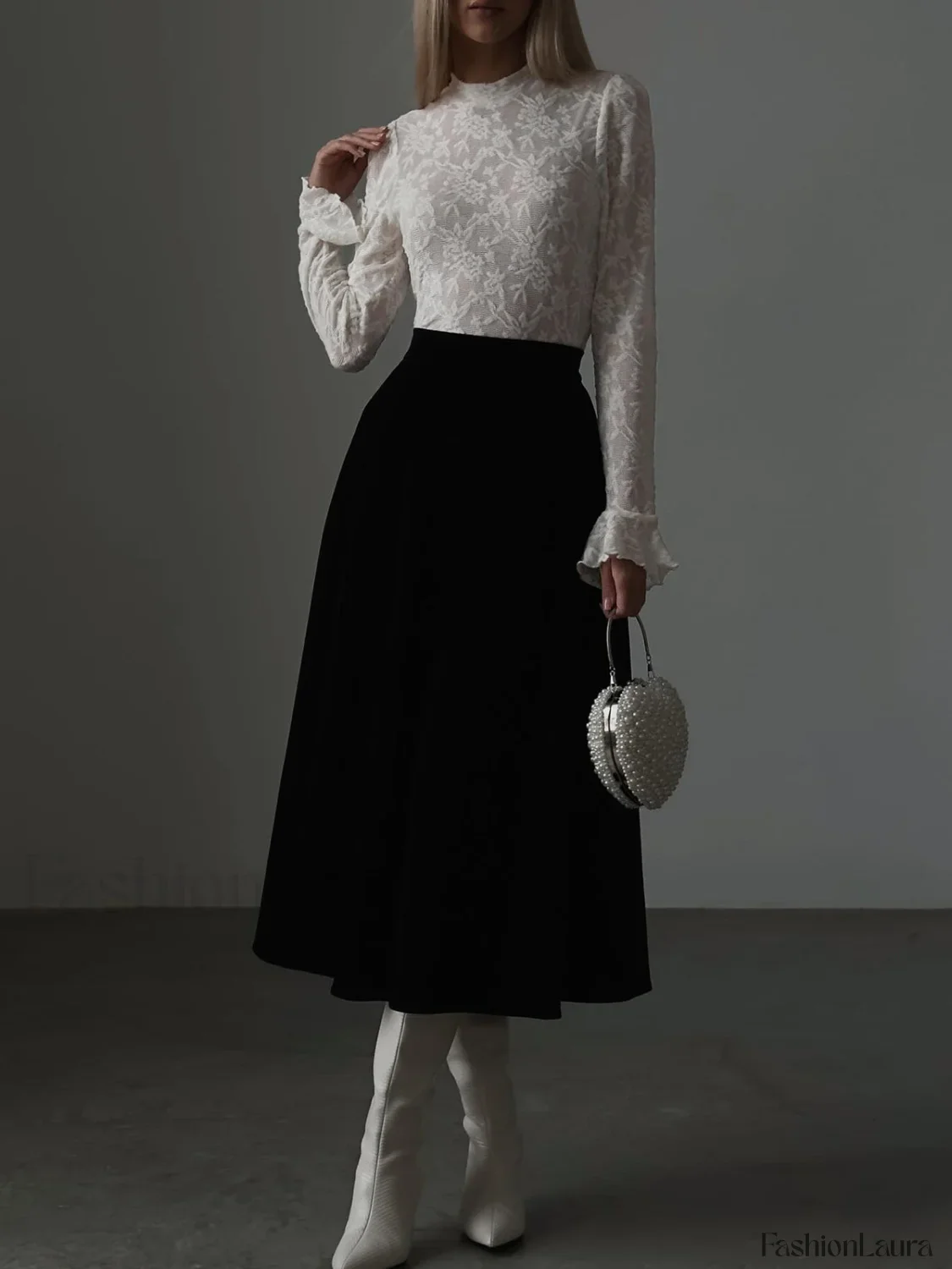Lace Ruffle Cuff Trendy Long Sleeve Shirt - Image 10