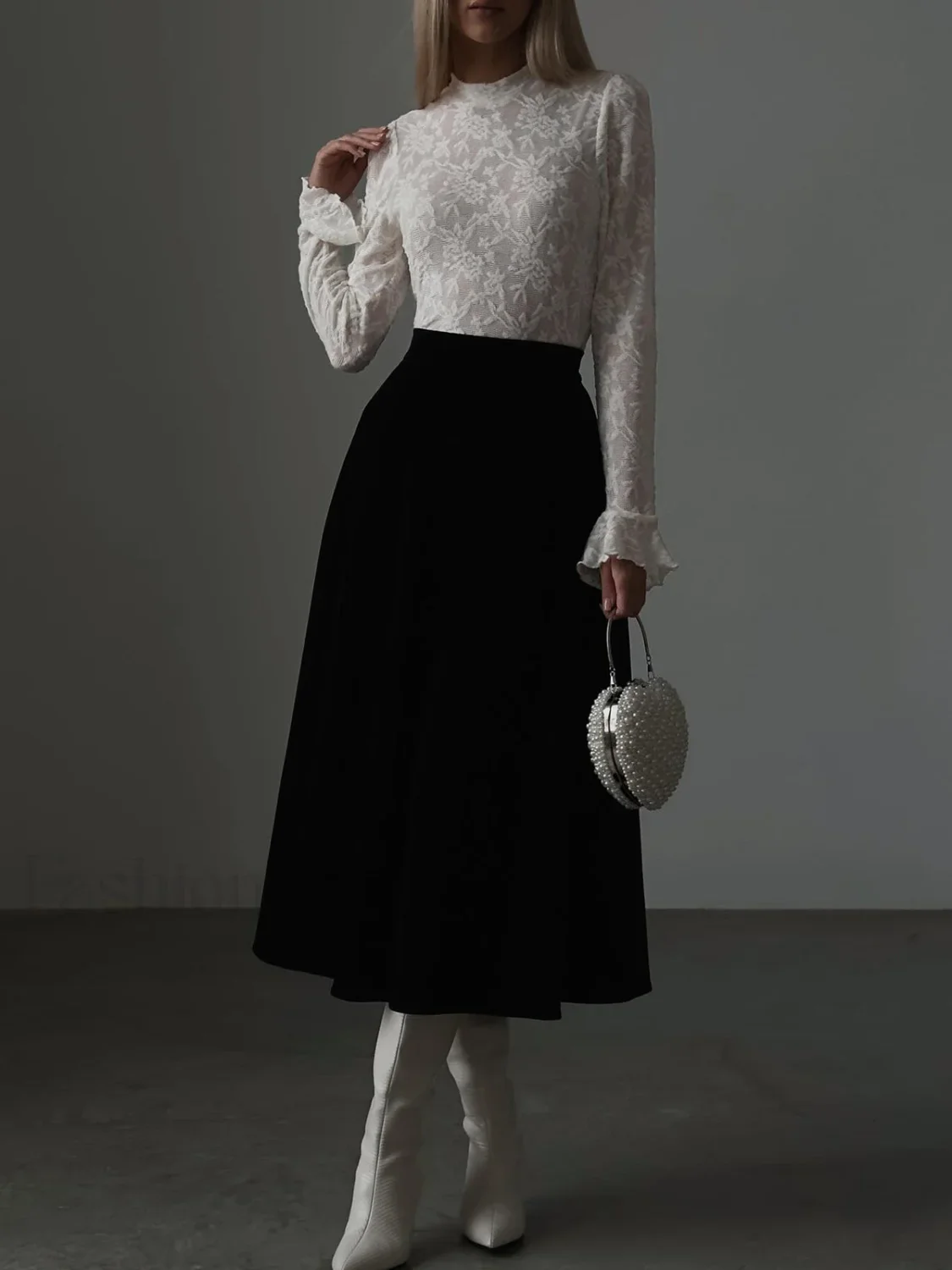 Lace Ruffle Cuff Trendy Long Sleeve Shirt - Image 3