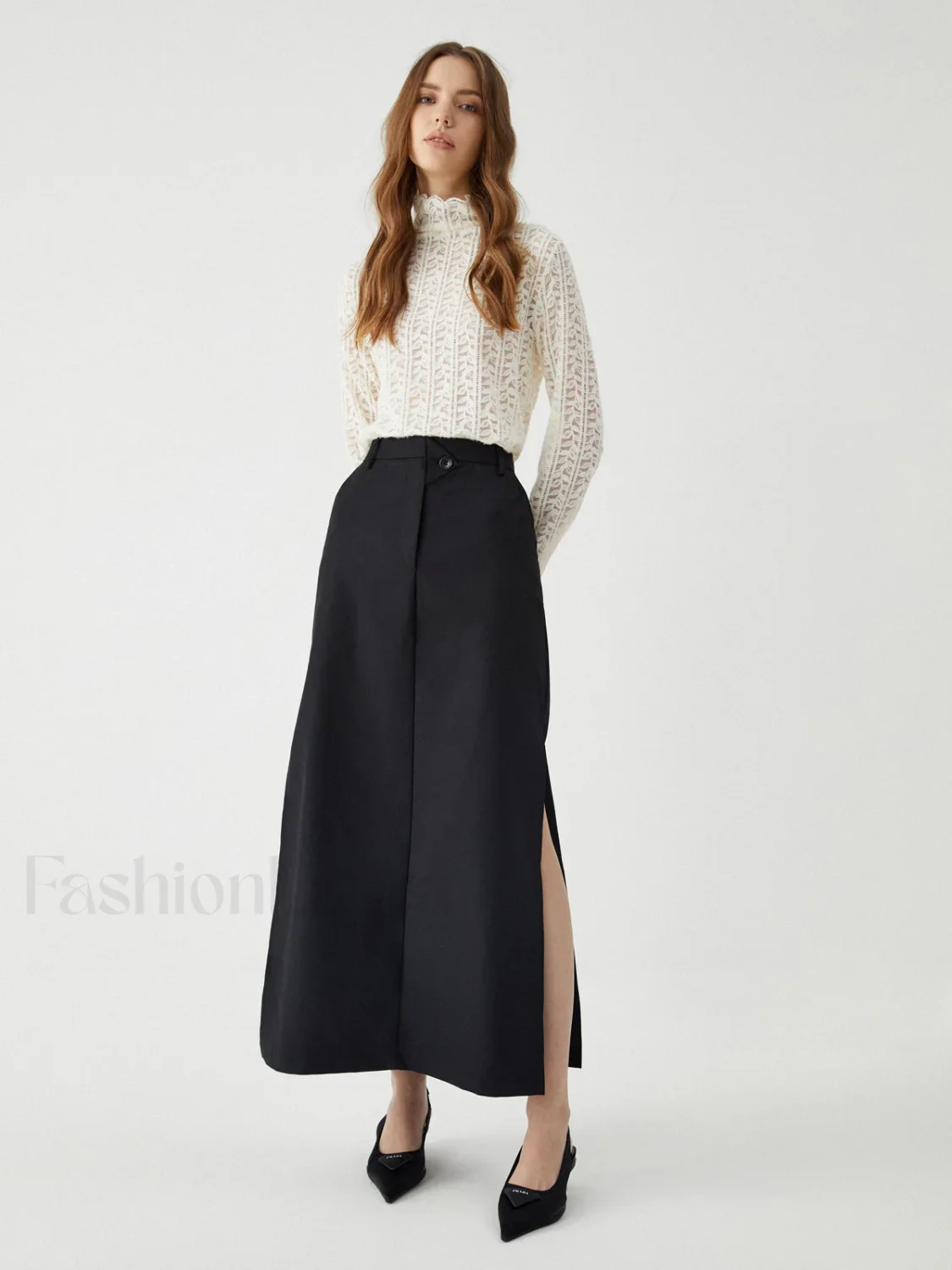 Lace Floral Graceful Pattern Mockneck Top - Image 8