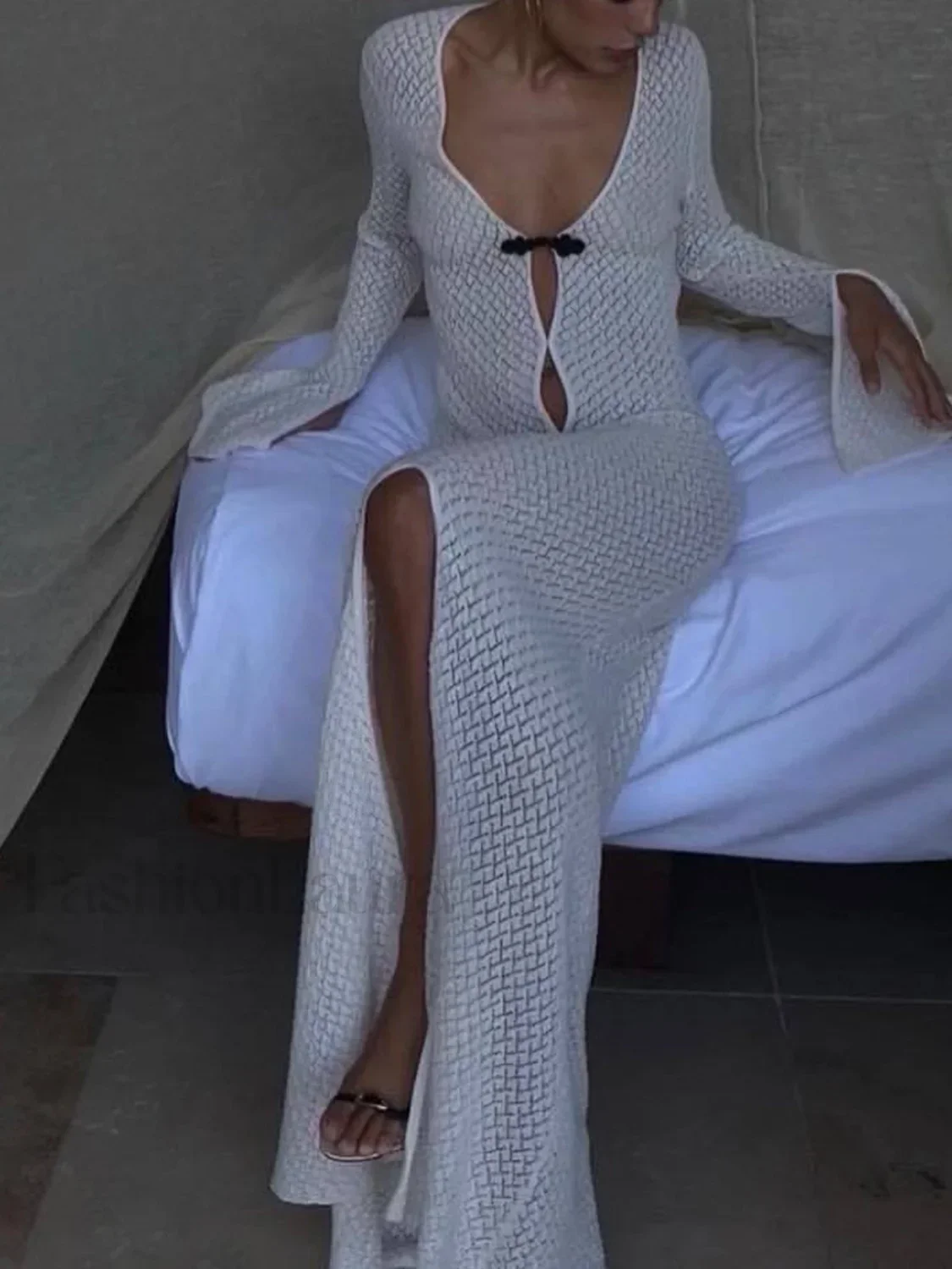 Knitted Cover Graceful Up Beach Dress - Image 2