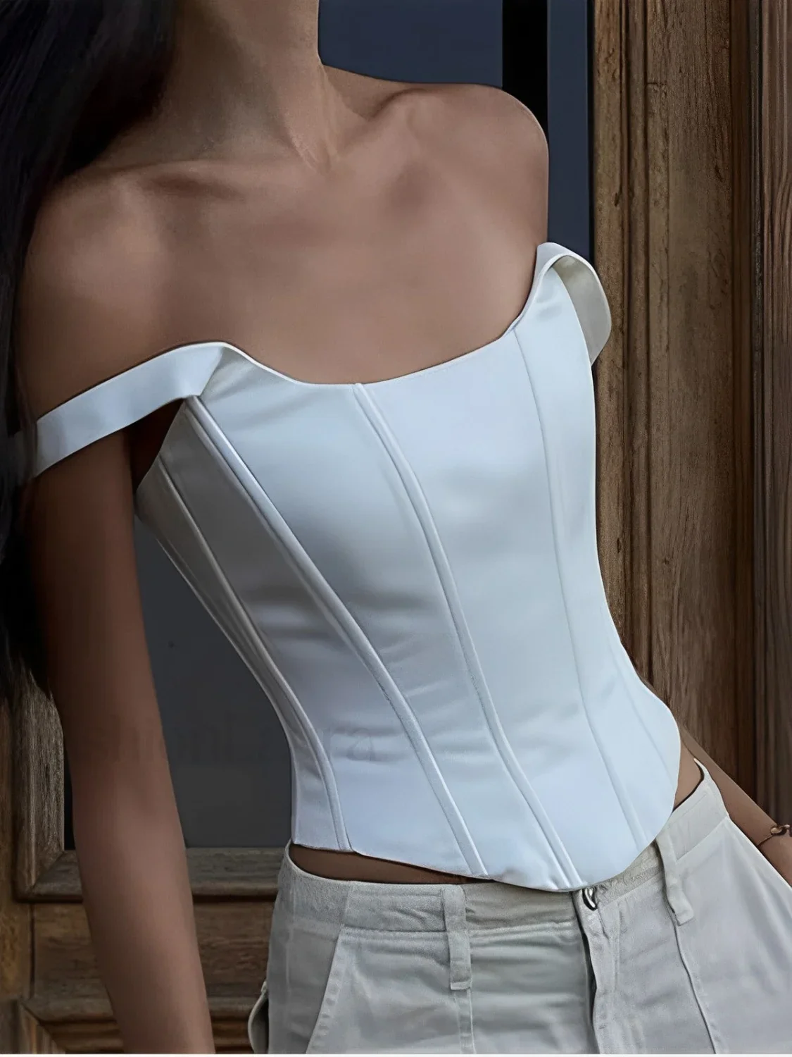 Ivory Glow Tied Trendy Crop Corset Top - Image 12