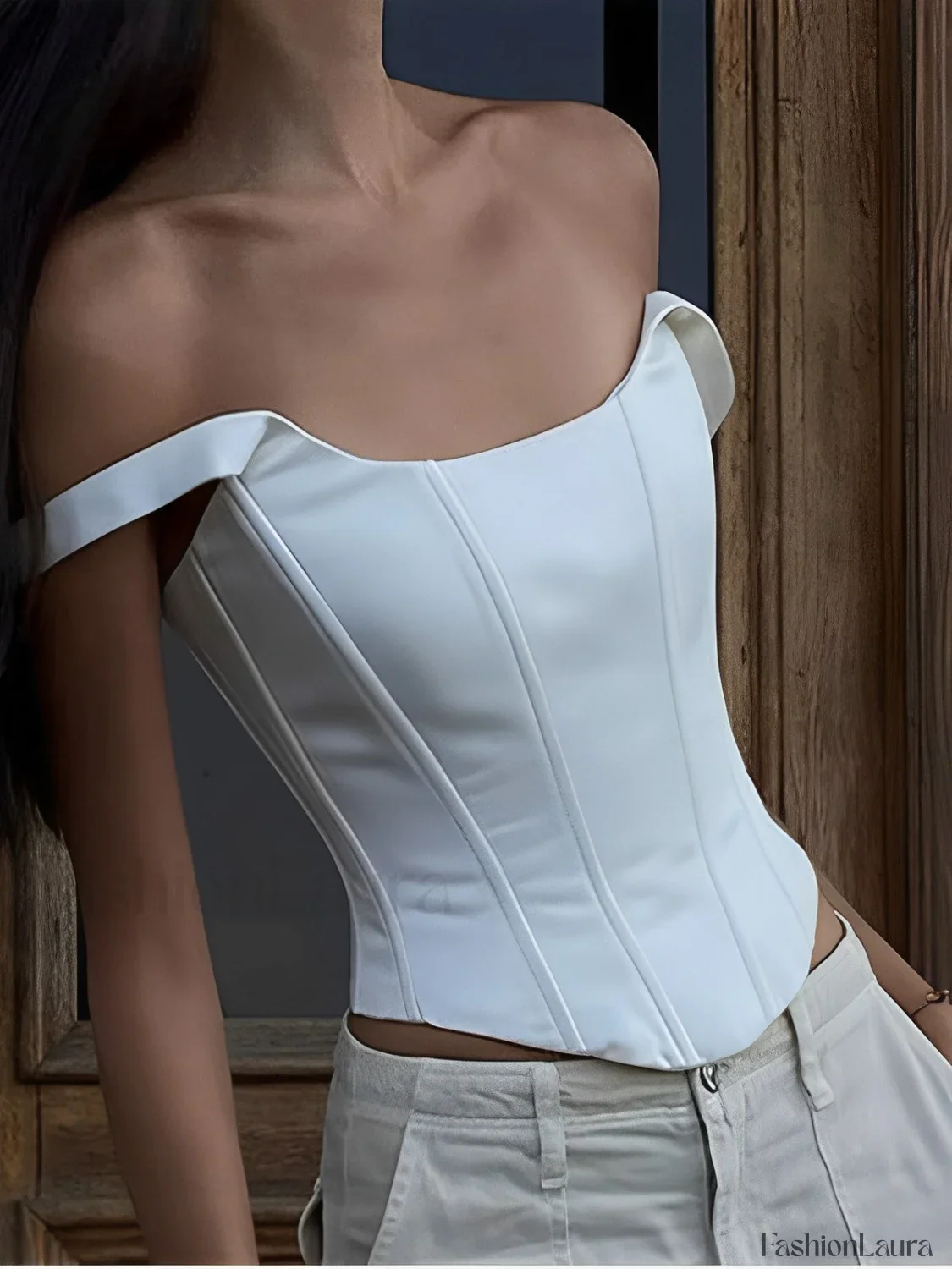 Ivory Glow Tied Trendy Crop Corset Top - Image 18