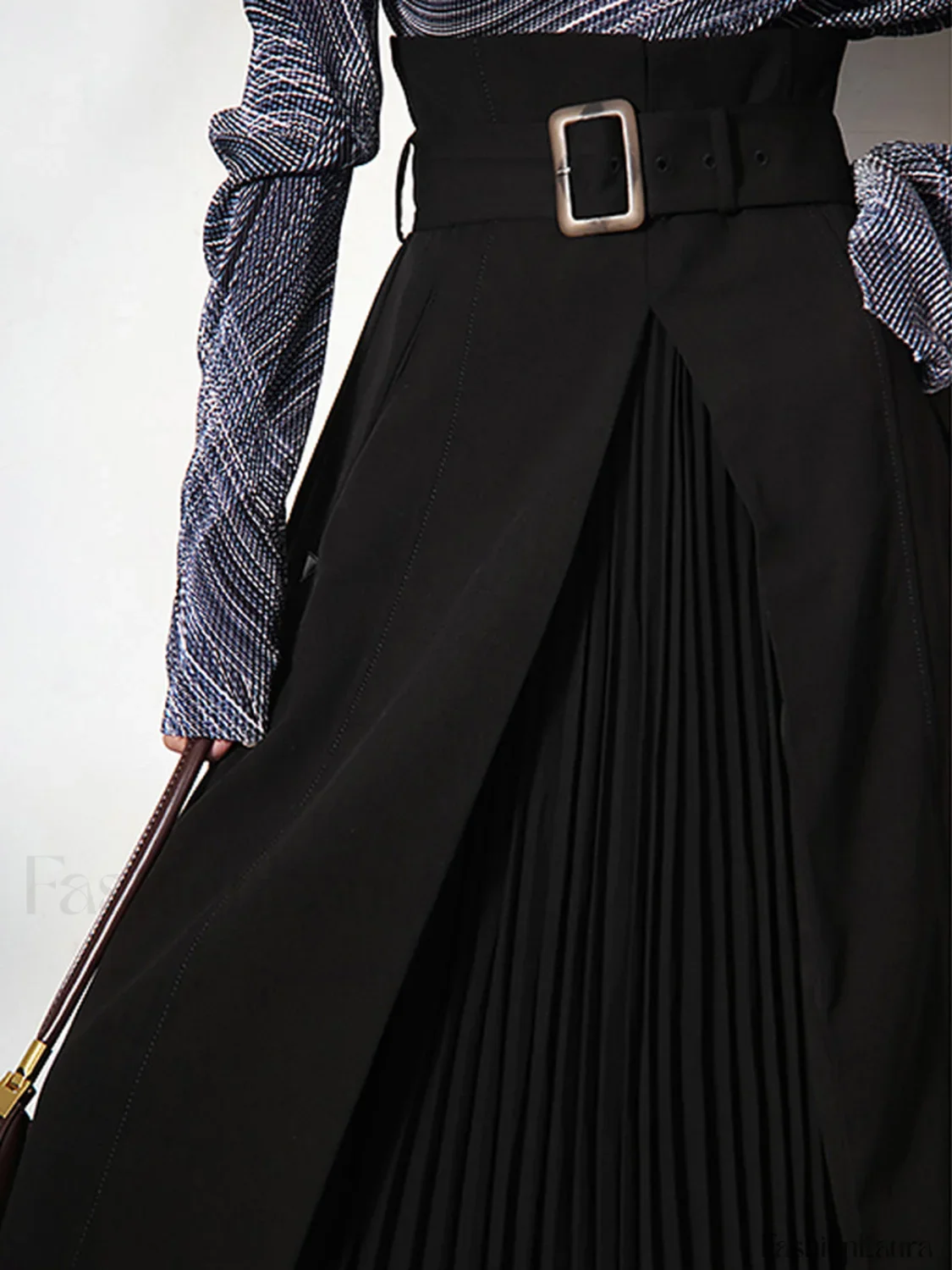 Irregular Package Graceful Belted Midi Skirt - Image 11