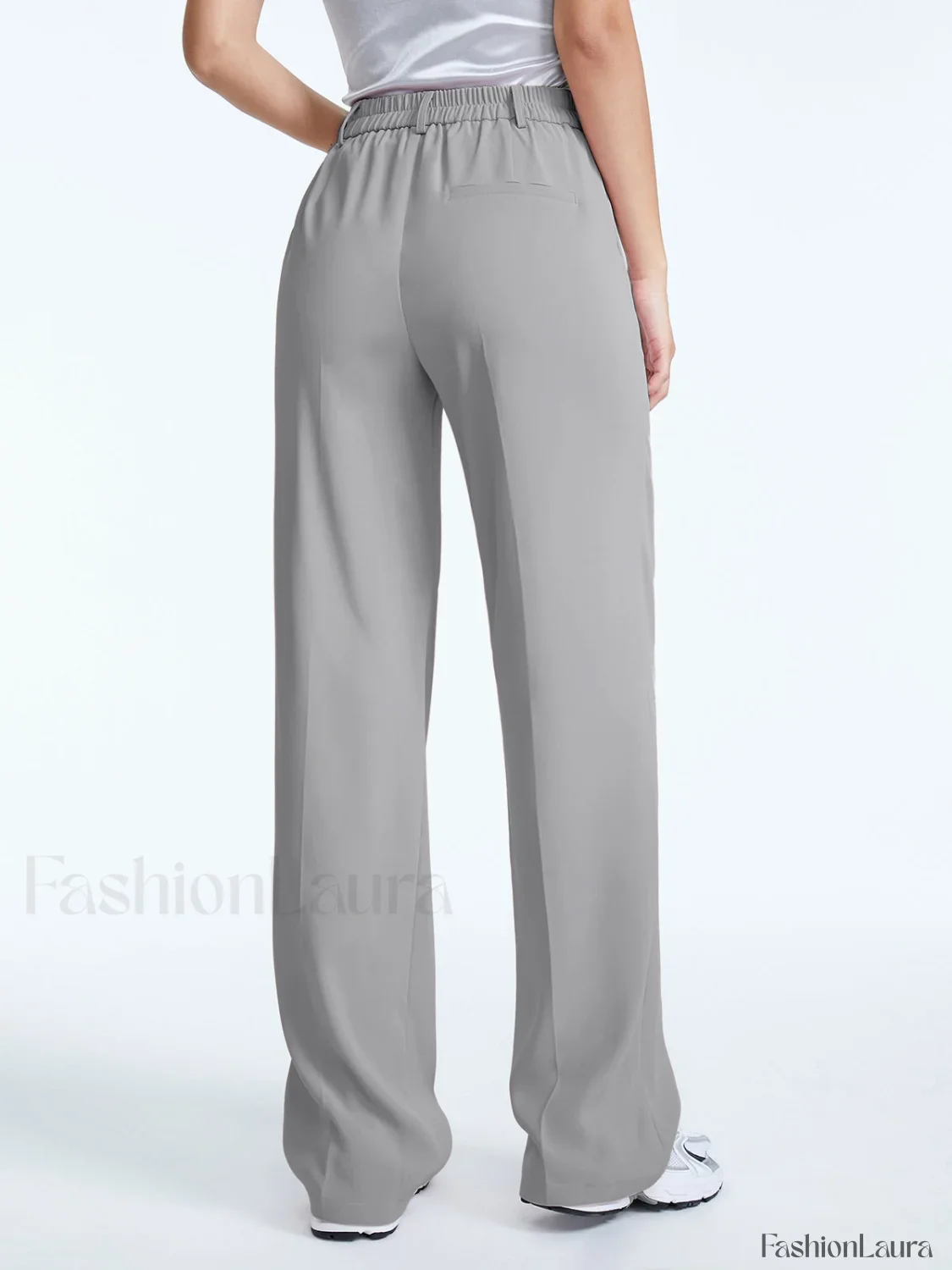 High Waisted Straight Trendy Leg Pleat Front Trousers - Image 11