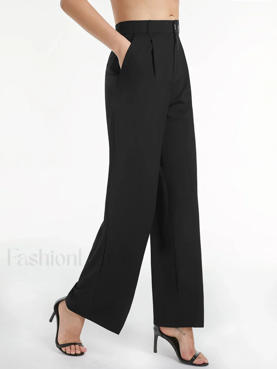 High Waisted Relaxed Trendy Straight Leg Dress Pants - Image 2