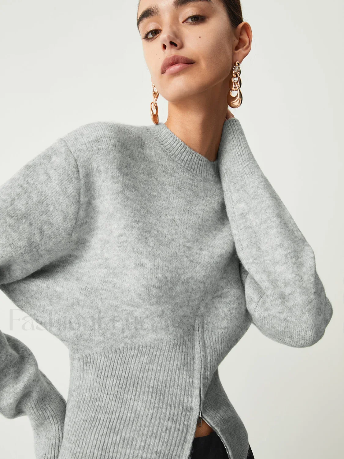 Half Zip Graceful Fuzzy Sweater - Image 2