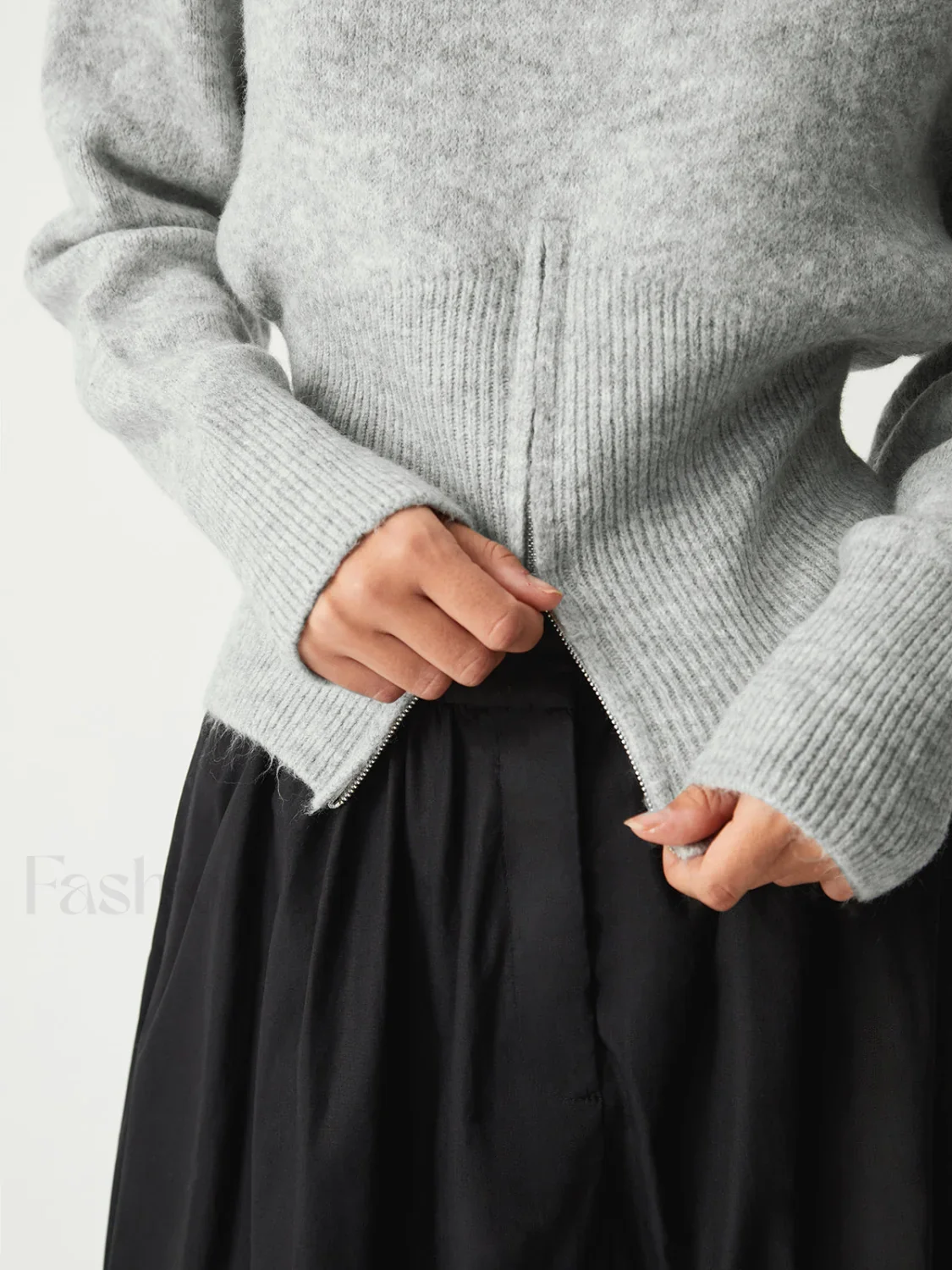 Half Zip Graceful Fuzzy Sweater - Image 3
