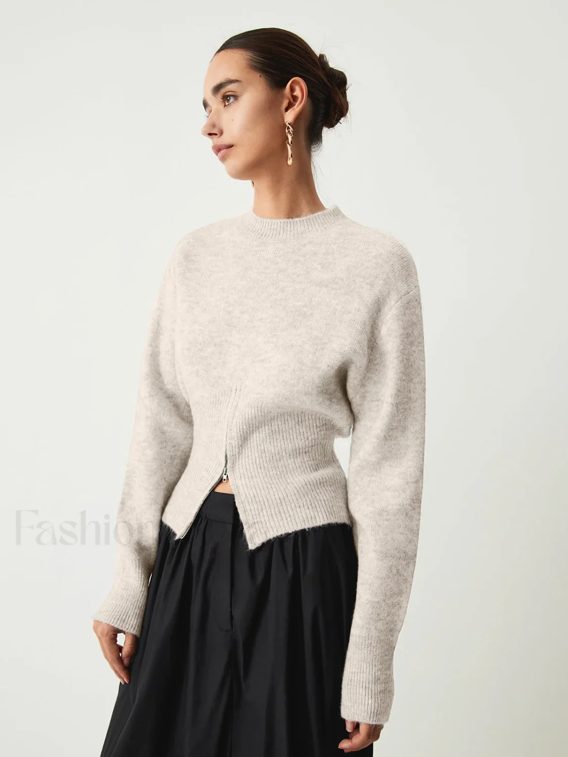 Half Zip Graceful Fuzzy Sweater - Image 9