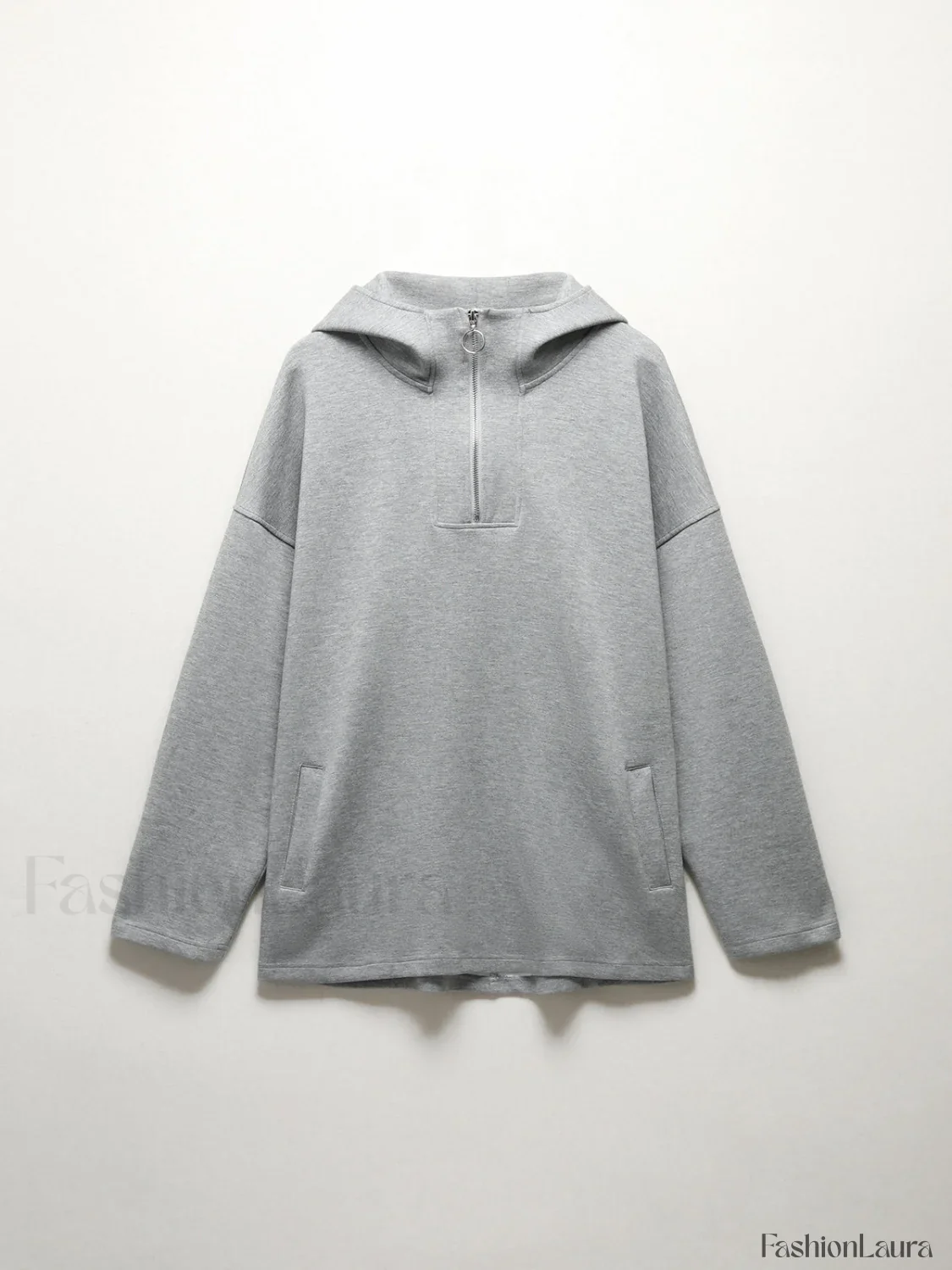 Half Zip Graceful Double Pockets Hoodie - Image 13