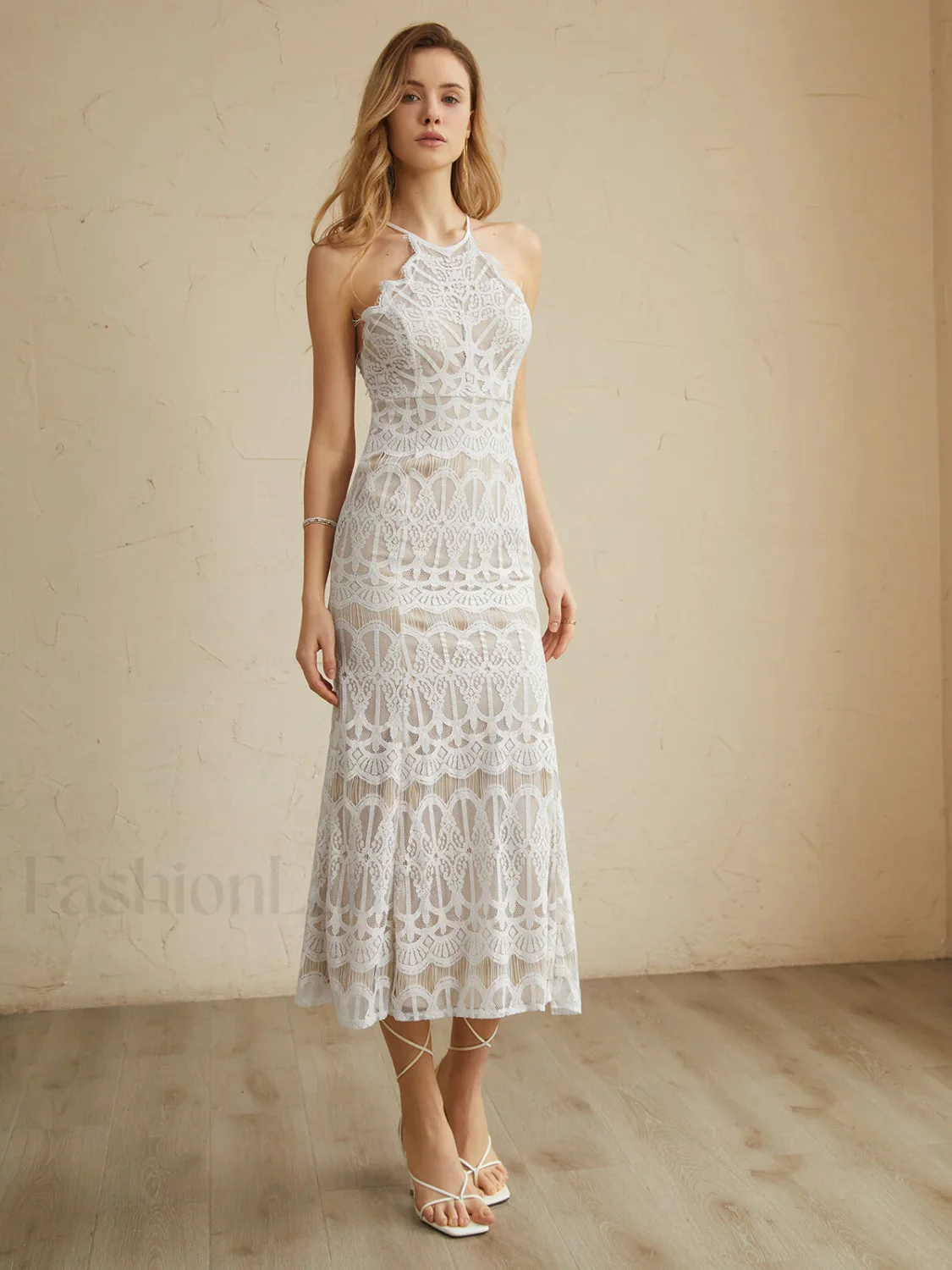 Glamorous Lace Graceful Halter Long Dress - Image 2