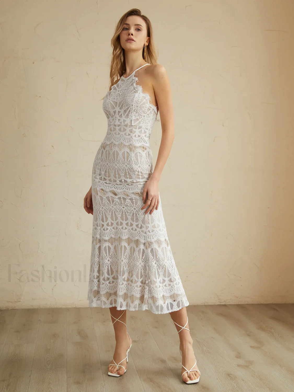 Glamorous Lace Graceful Halter Long Dress - Image 7