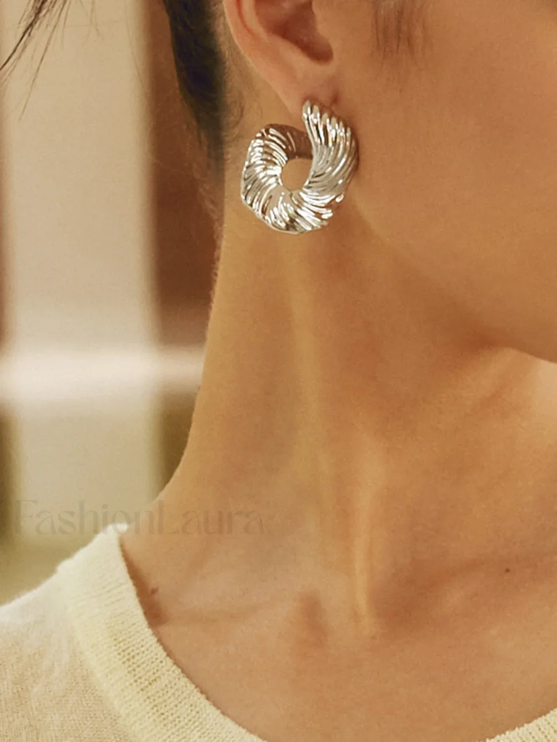 Geometric Irregular Graceful Texture Stud Earrings - Image 11