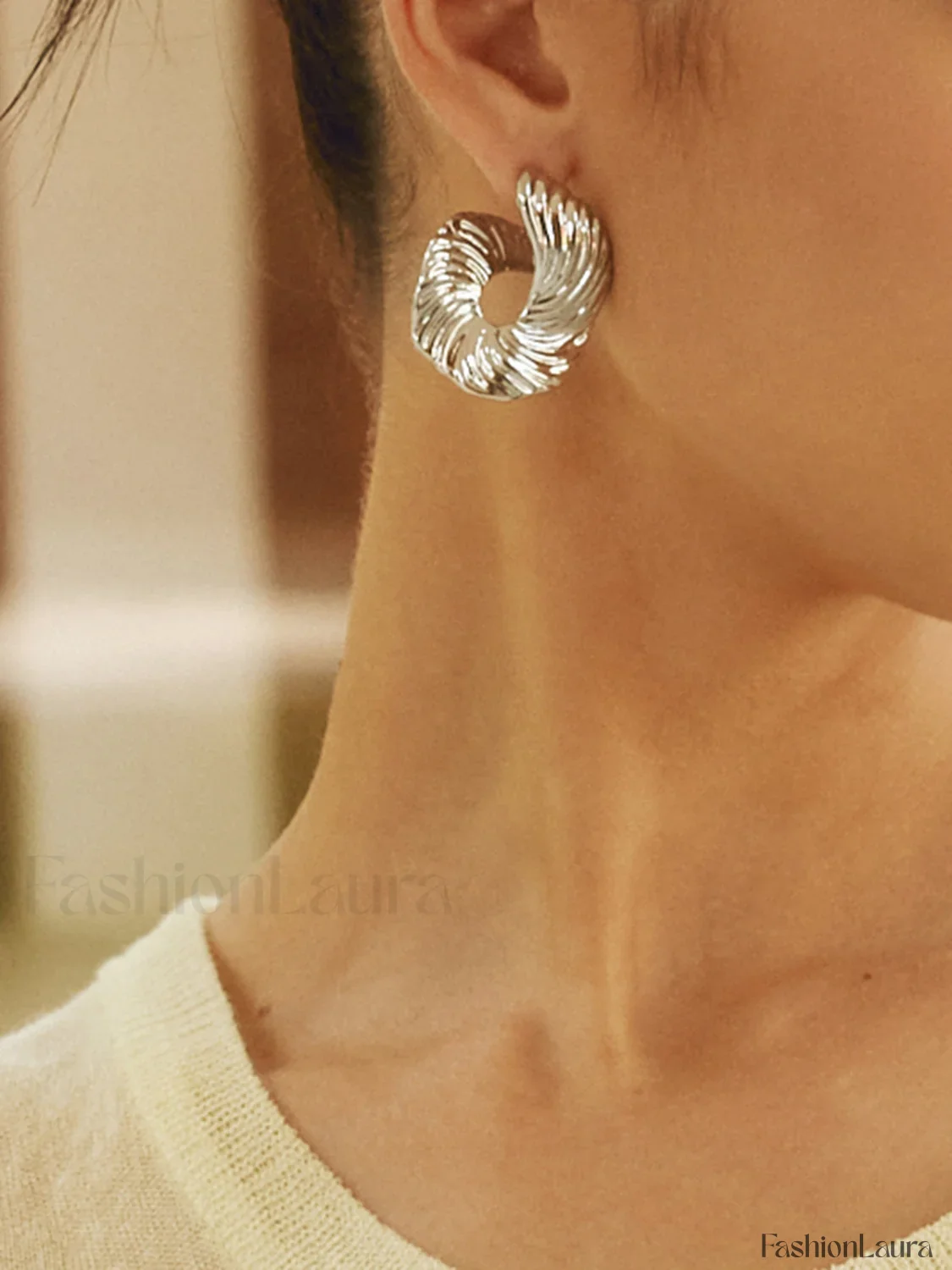 Geometric Irregular Graceful Texture Stud Earrings - Image 19