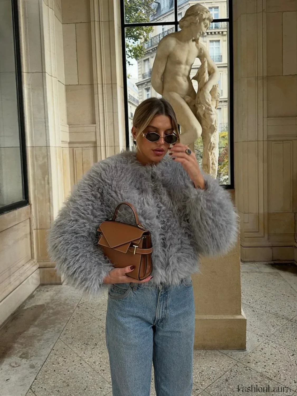 Fuzzy Faux Graceful Fur Short Coat - Image 12