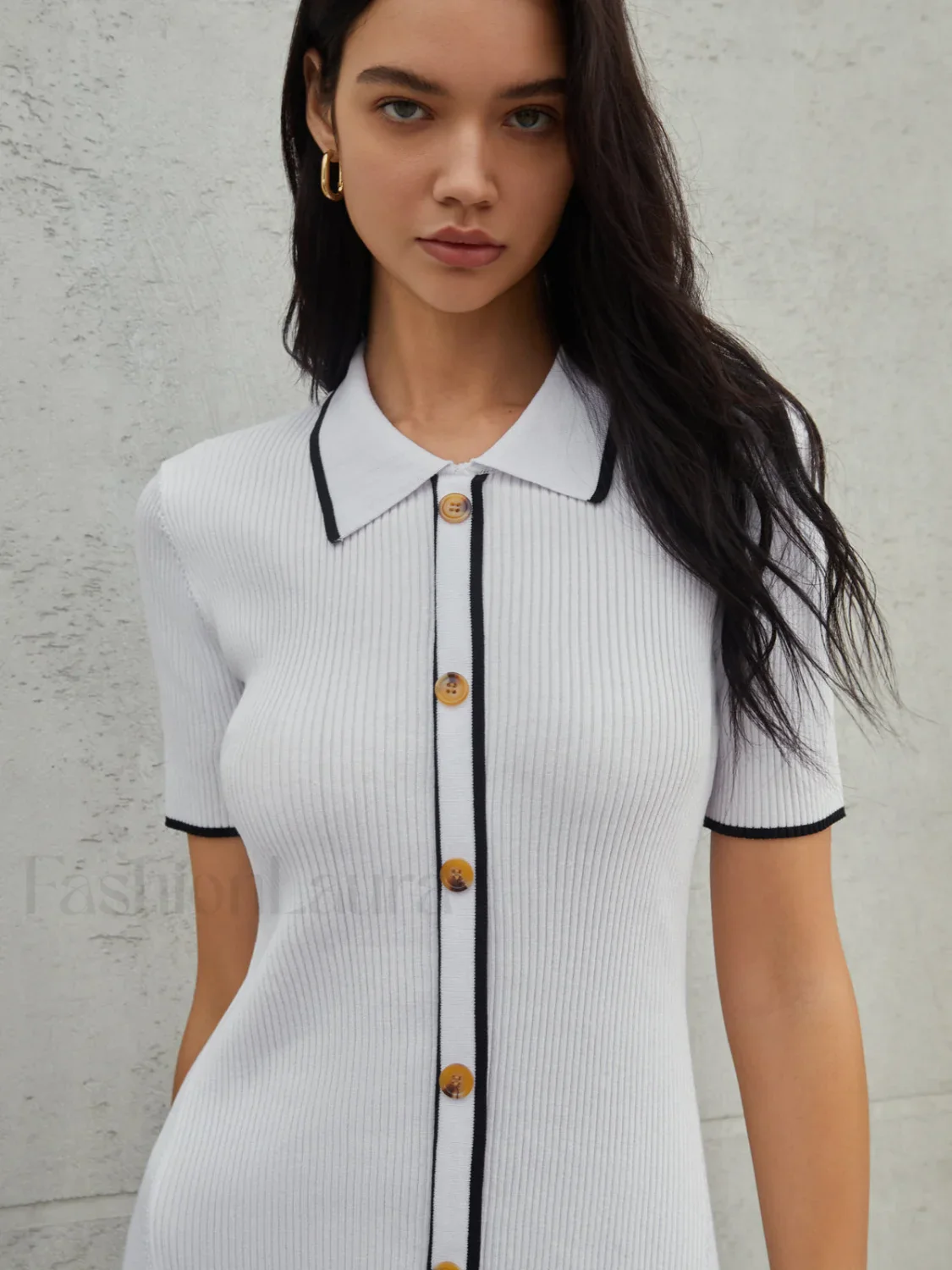 Frenchy Contrast Trim Trendy Short Sweater Dress - Image 3