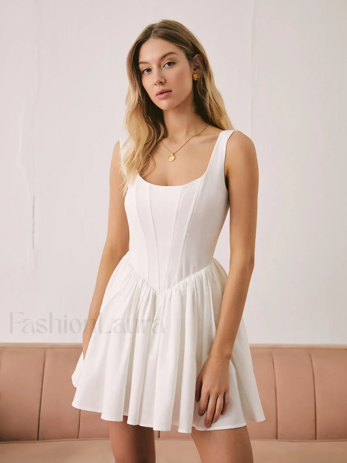 French Elegant Graceful Solid Short Dress - Image 2