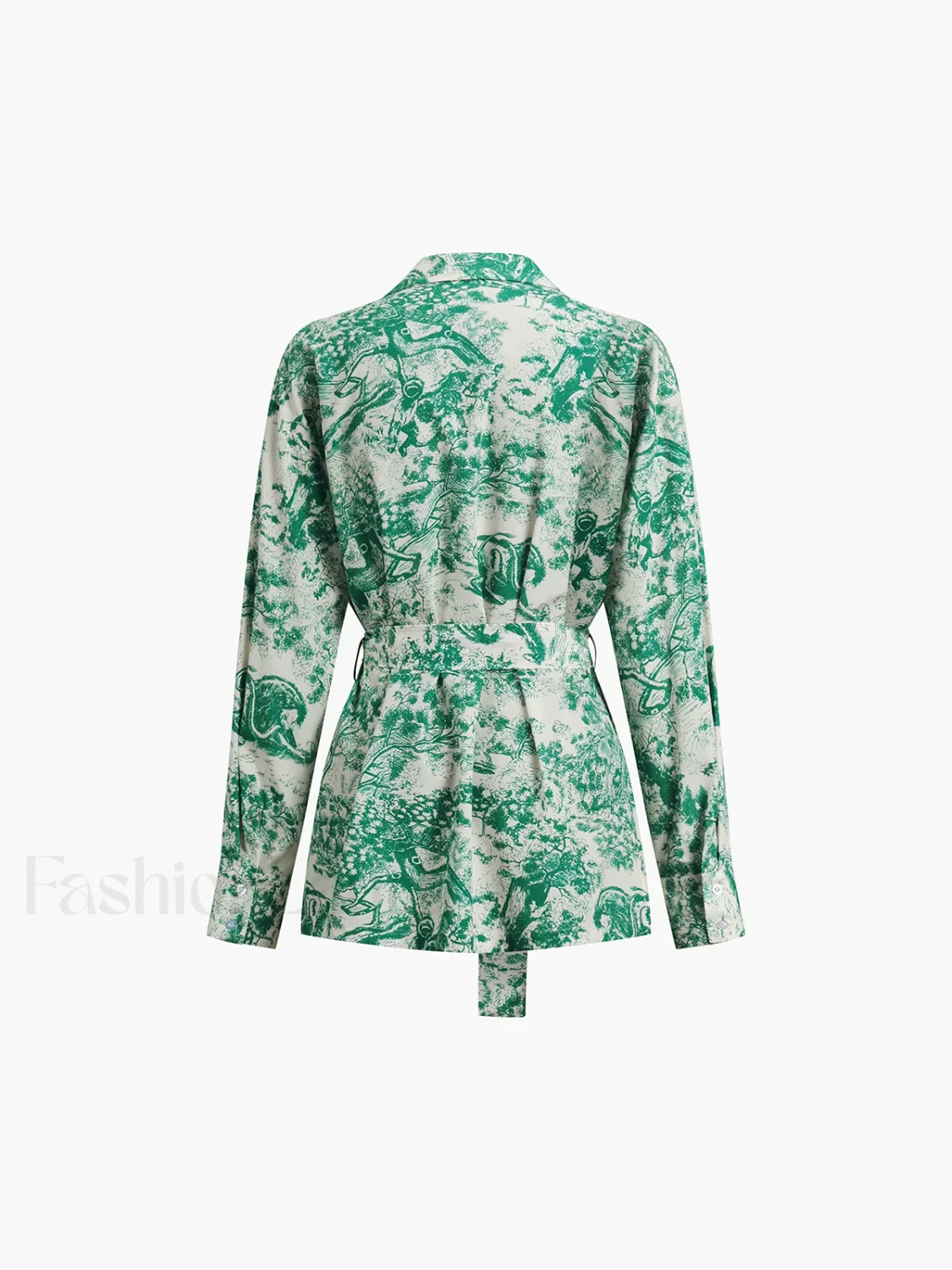 Printed Tie Graceful Up Pants Set - Image 12