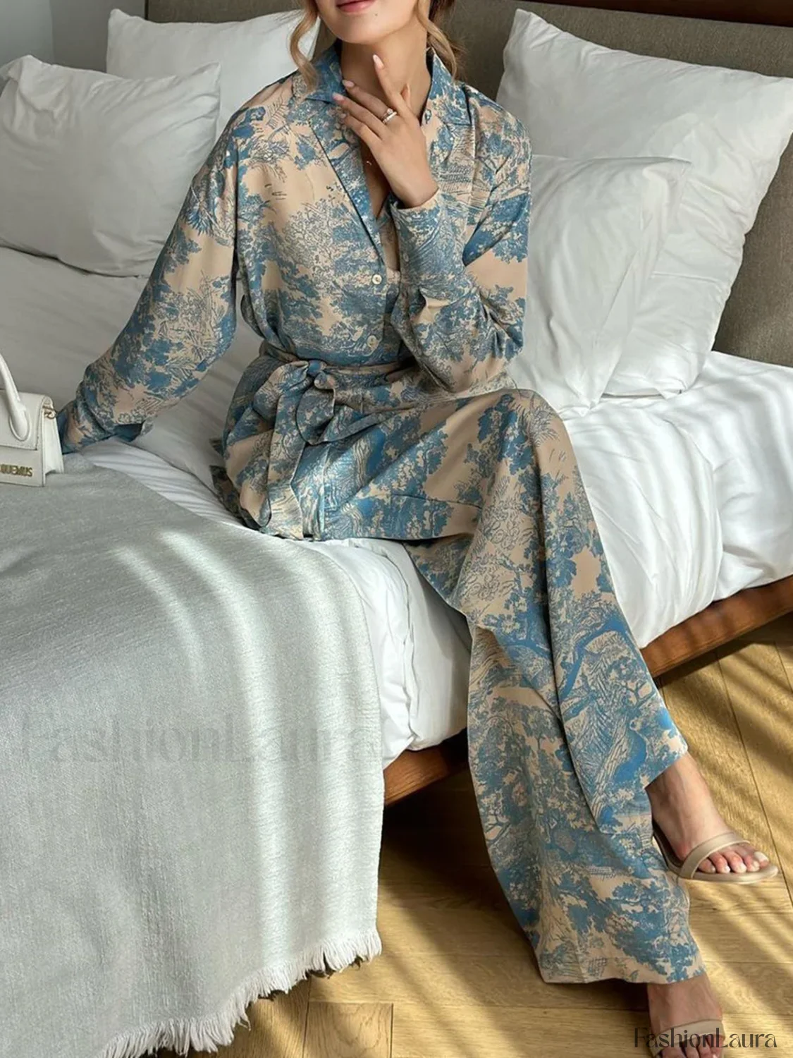 Printed Tie Graceful Up Pants Set - Image 25