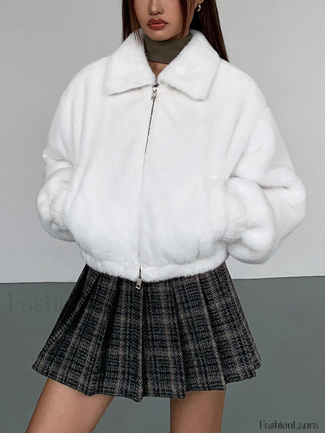 Pleated Tweed Graceful Mini Skirt - Image 11