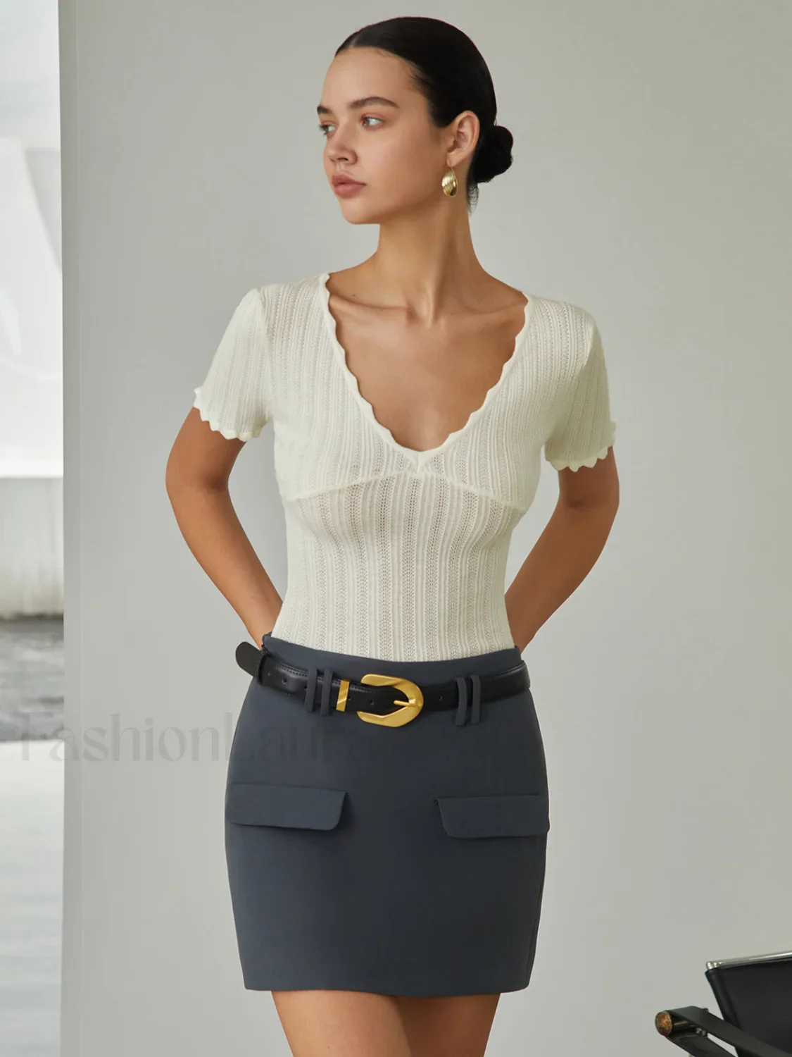 Plain Mini Graceful Skirt Without Belt - Image 7