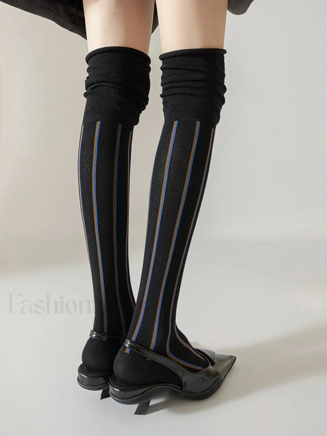 Pinstripe Slouch Graceful Calf Socks