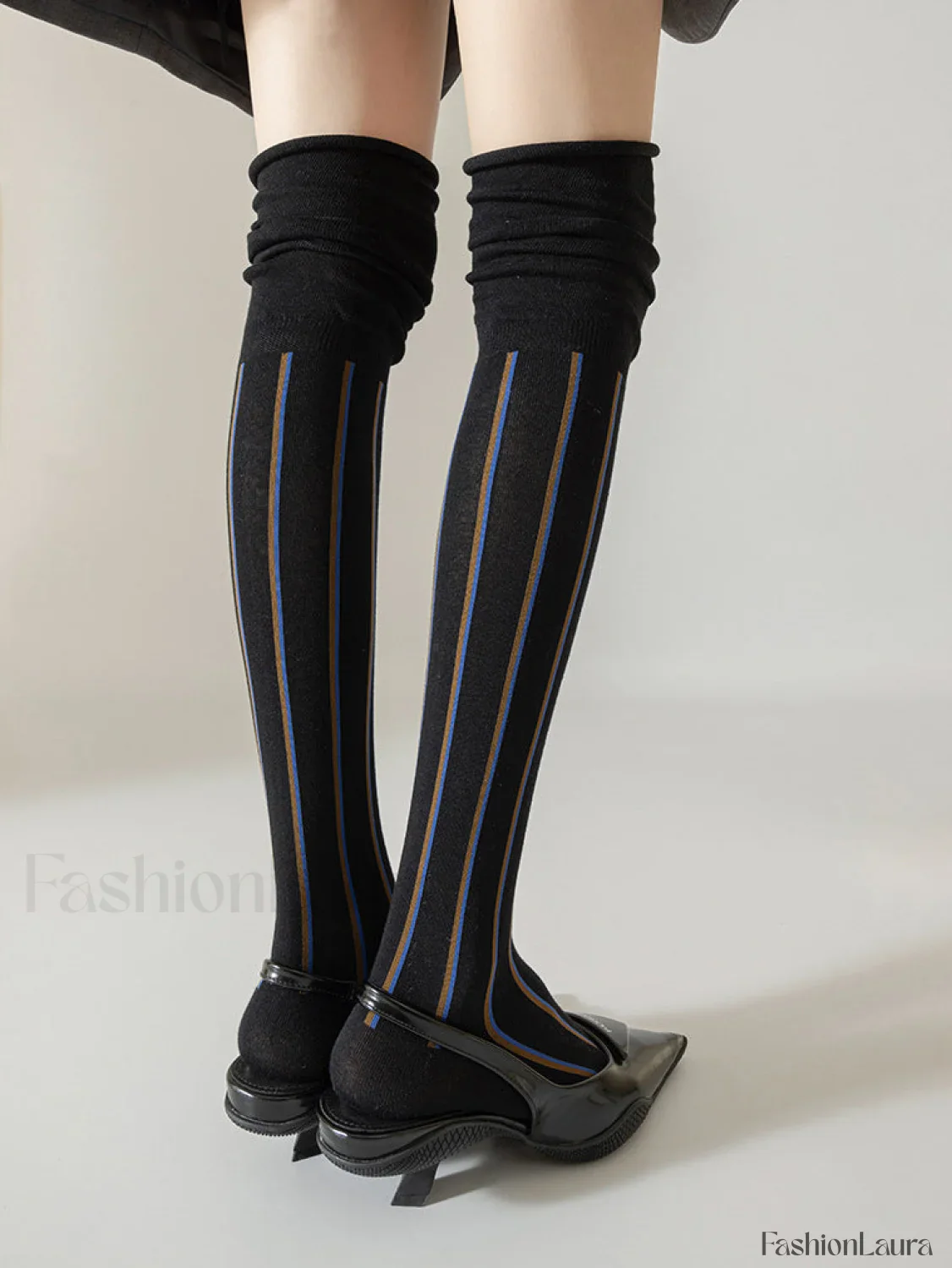 Pinstripe Slouch Graceful Calf Socks - Image 6