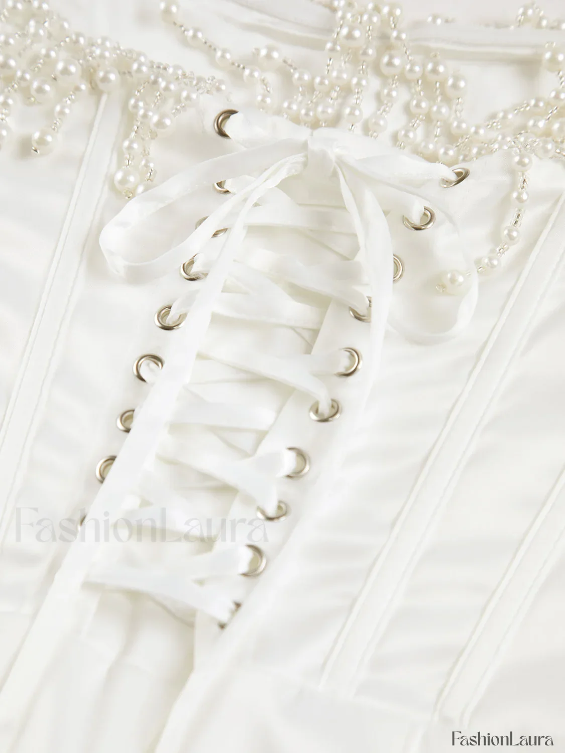 Pearl Decor Graceful Strapless Midi Dress - Image 16