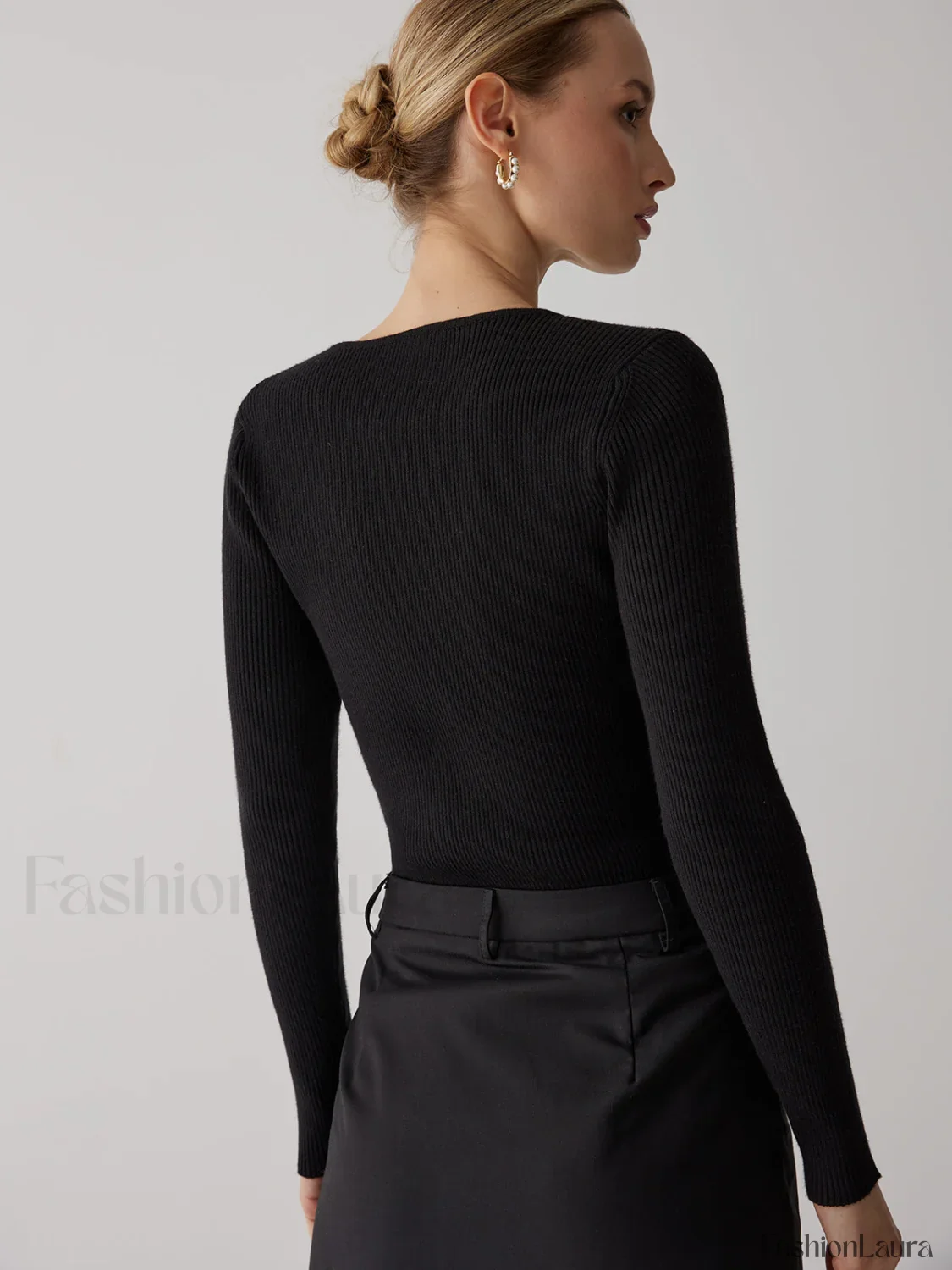 Patchwork Contrast Graceful Crew Neck Sweater - Image 11