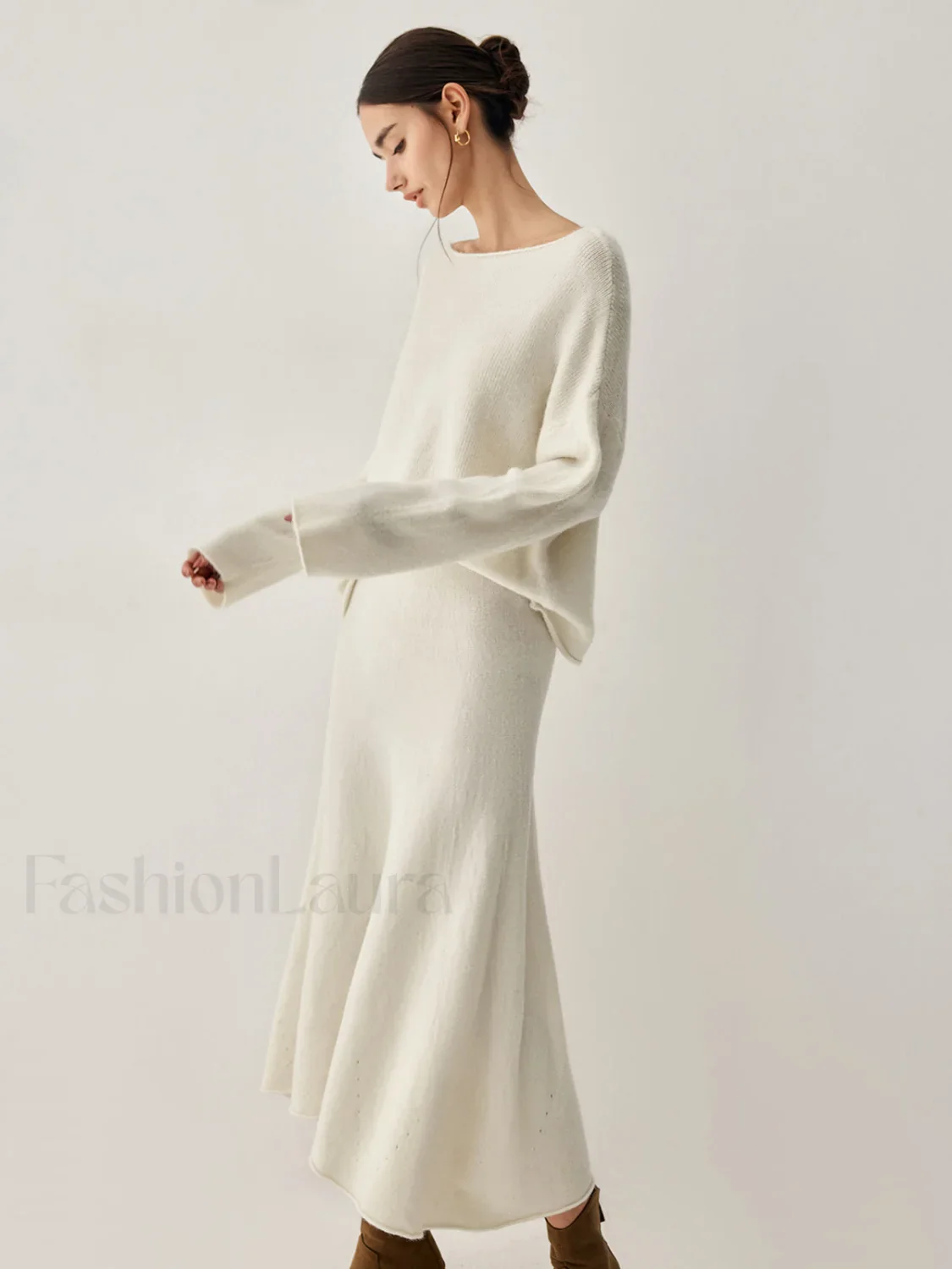Oversized Sweater Two Trendy Piece Skirt Set - Image 13