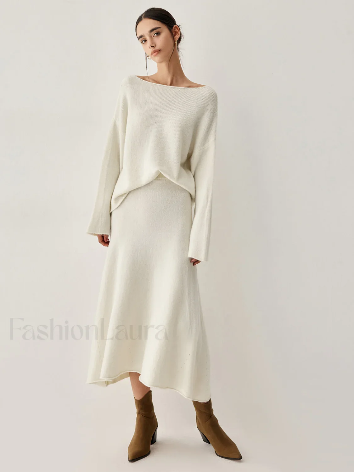 Oversized Sweater Two Trendy Piece Skirt Set - Image 14