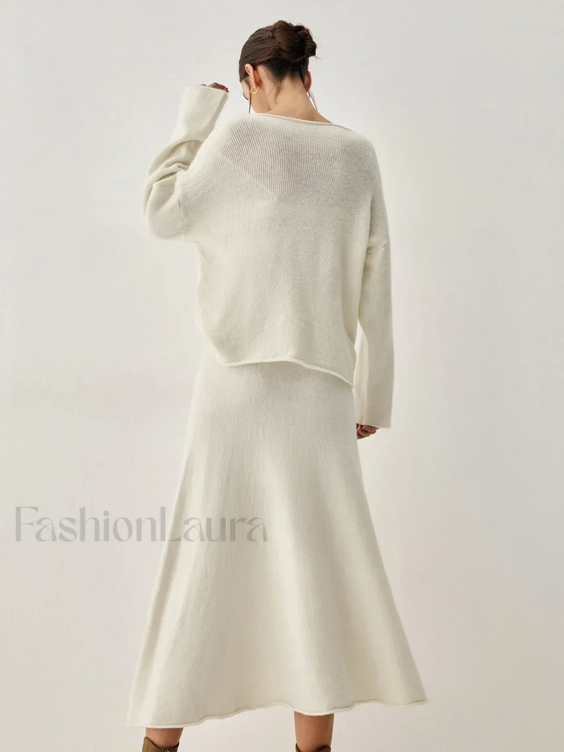 Oversized Sweater Two Trendy Piece Skirt Set - Image 3