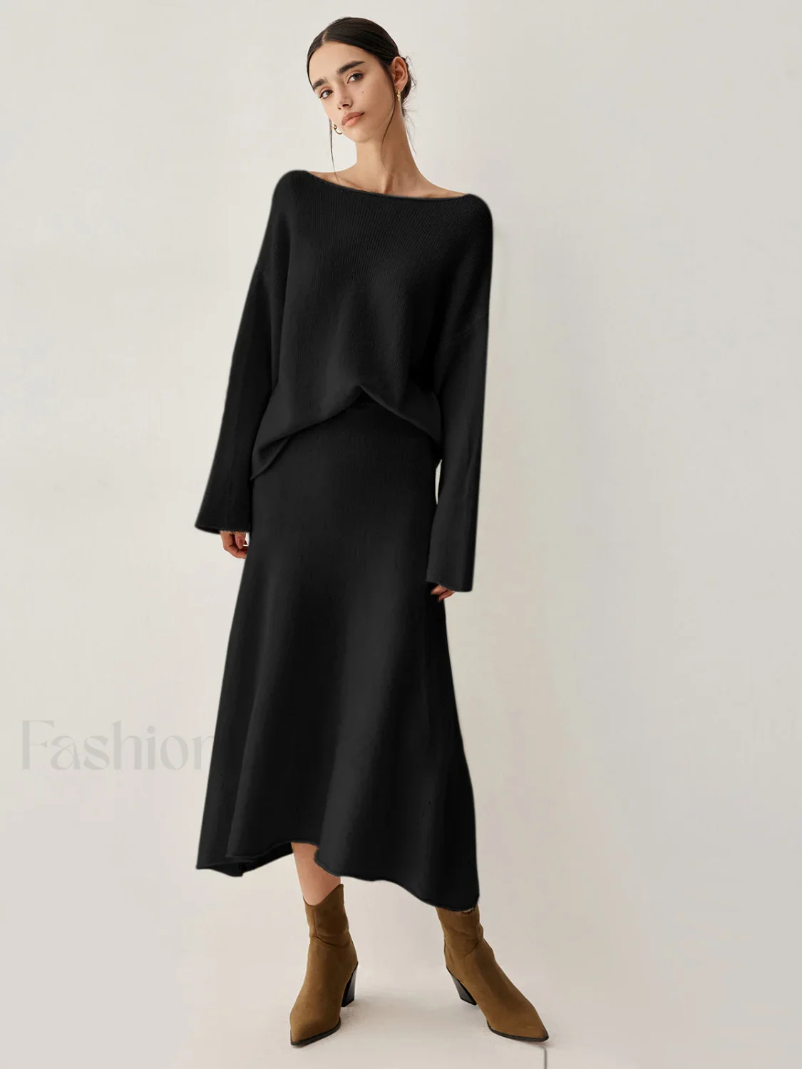 Oversized Sweater Two Trendy Piece Skirt Set - Image 6