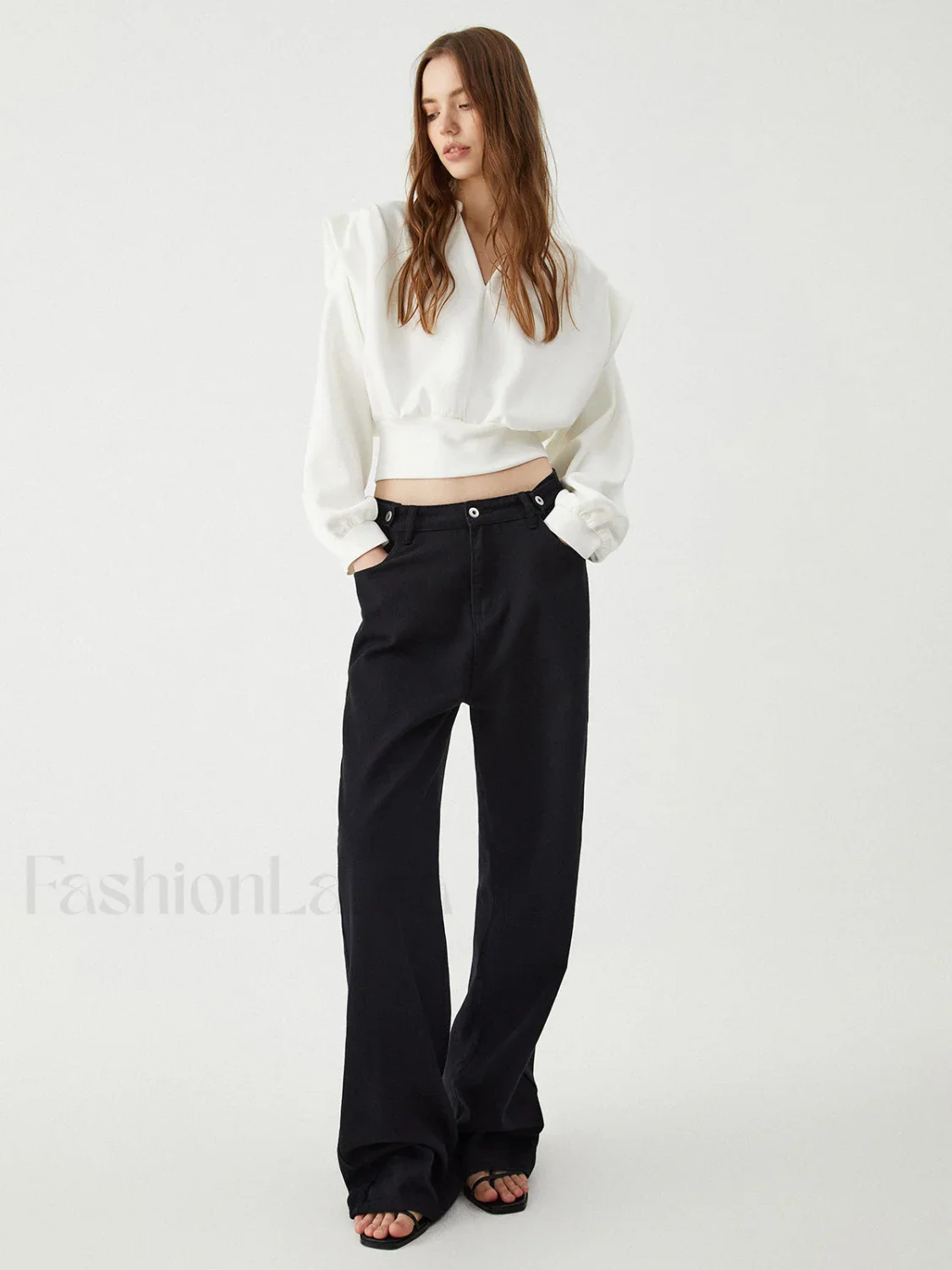 Oversized Solid Graceful Long Sleeve Blouse - Image 2