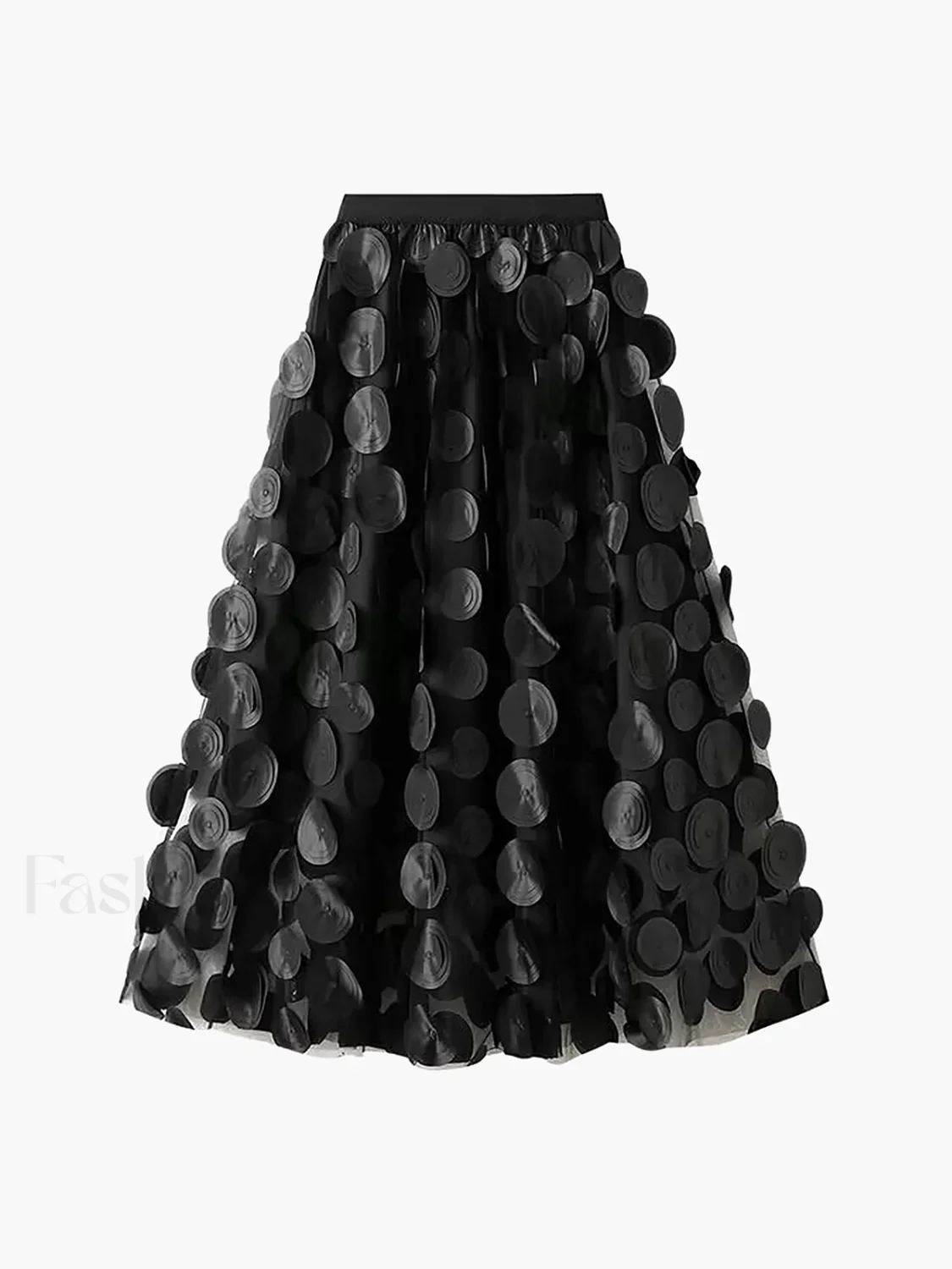 Oversized Mesh Polka Trendy Dot Midi Skirt - Image 6