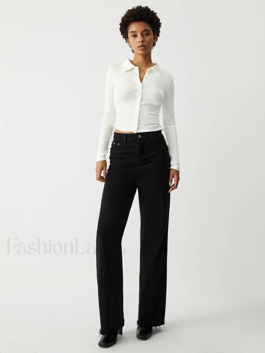 Open Collar Ruched Trendy Long Sleeve Shirt - Image 6