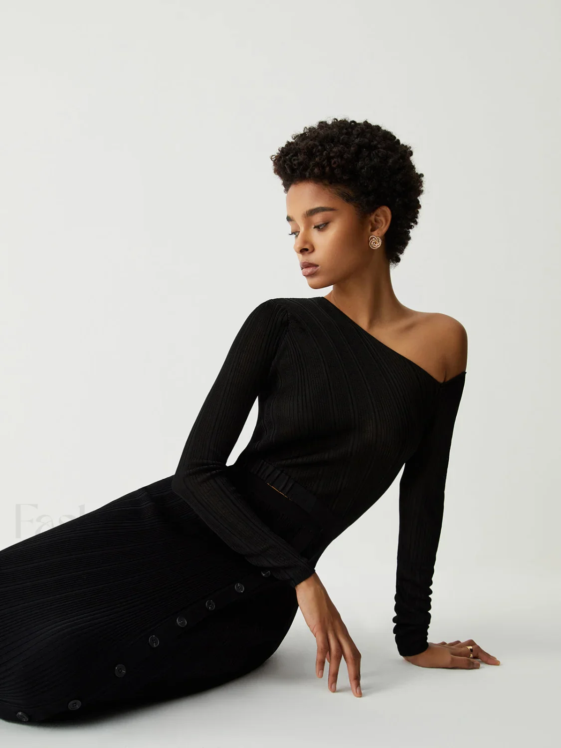 One Shoulder Off Trendy Knit Midi Dress - Image 12