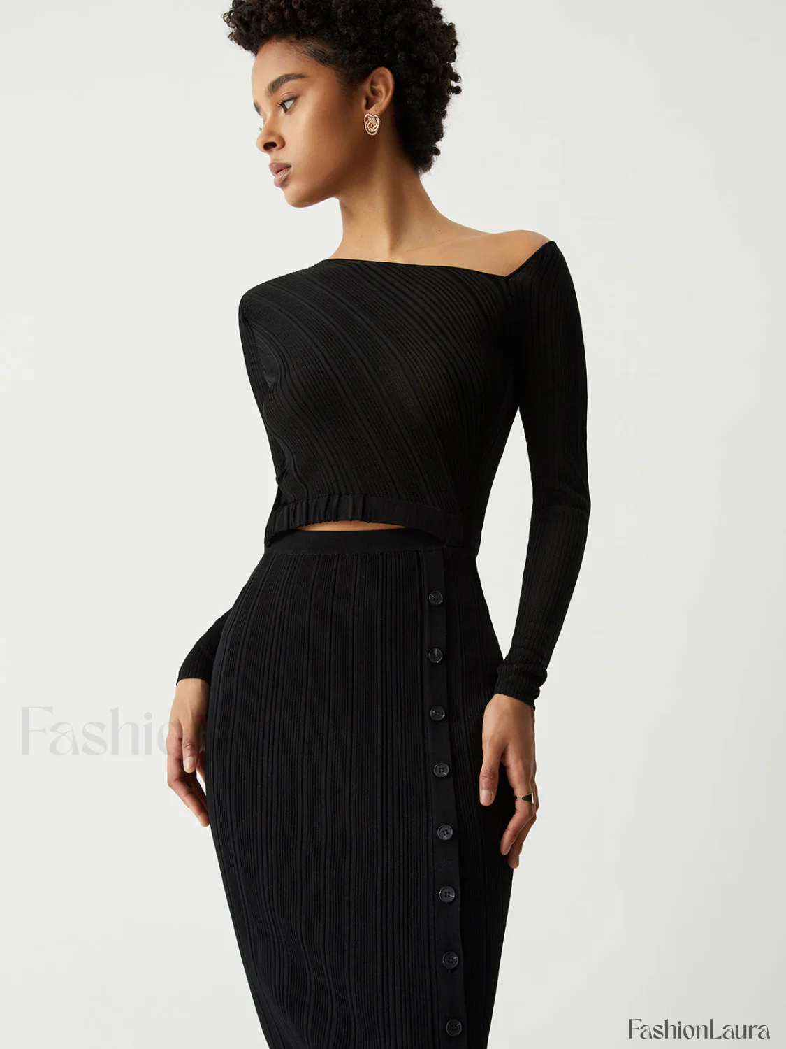One Shoulder Off Trendy Knit Midi Dress - Image 15