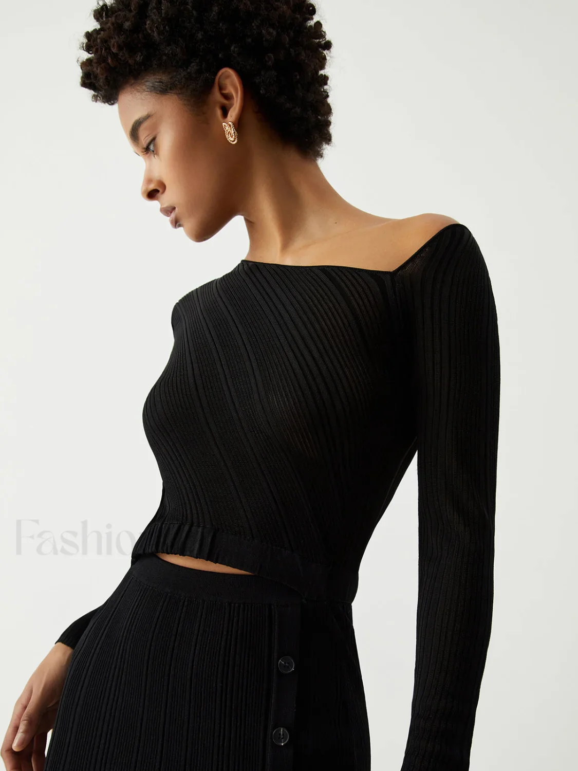 One Shoulder Off Trendy Knit Midi Dress - Image 5