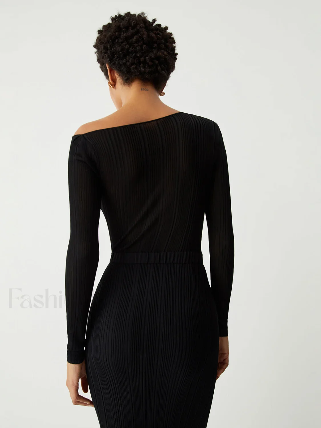 One Shoulder Off Trendy Knit Midi Dress - Image 7