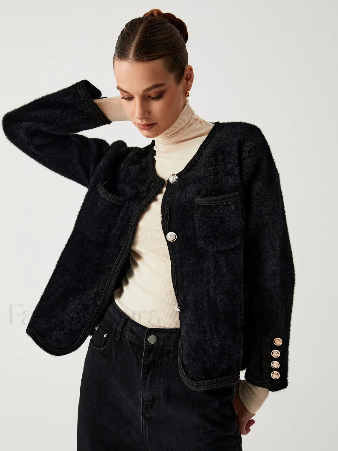 Old Money Graceful Aesthetics Fuzzy Cardigan - Image 8