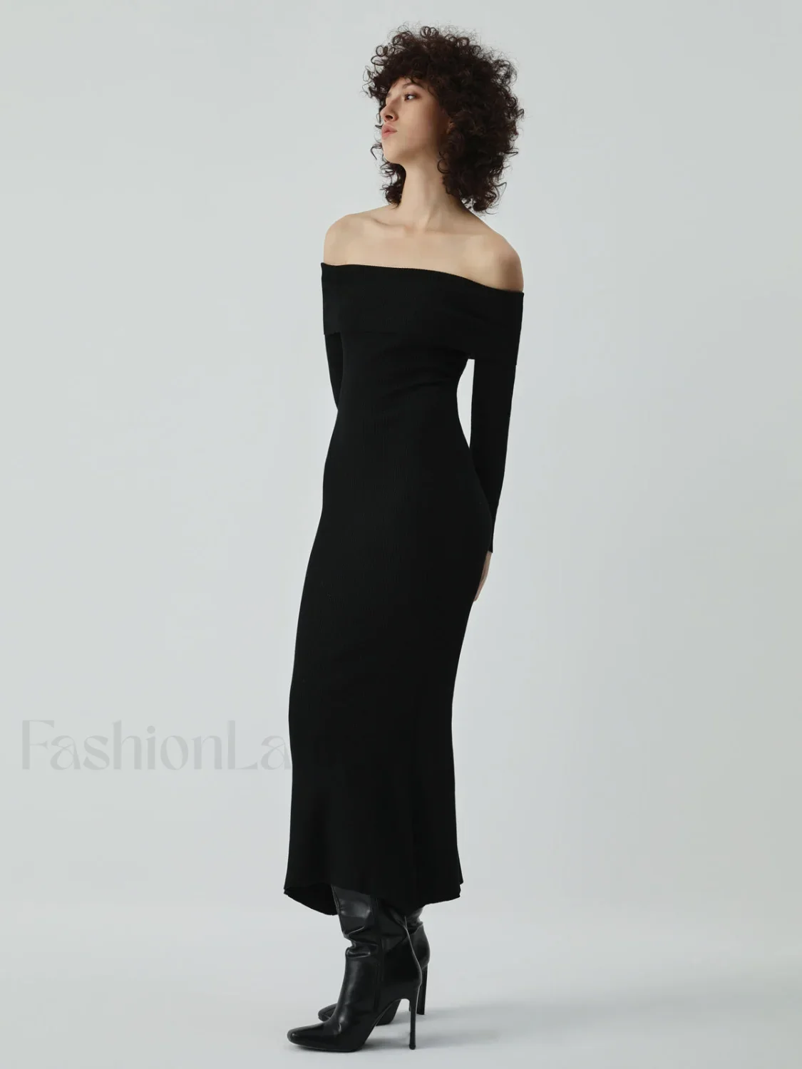 Nostalgia Off Shoulder Long Modern Sleeve Long Sweater Dress - Image 2