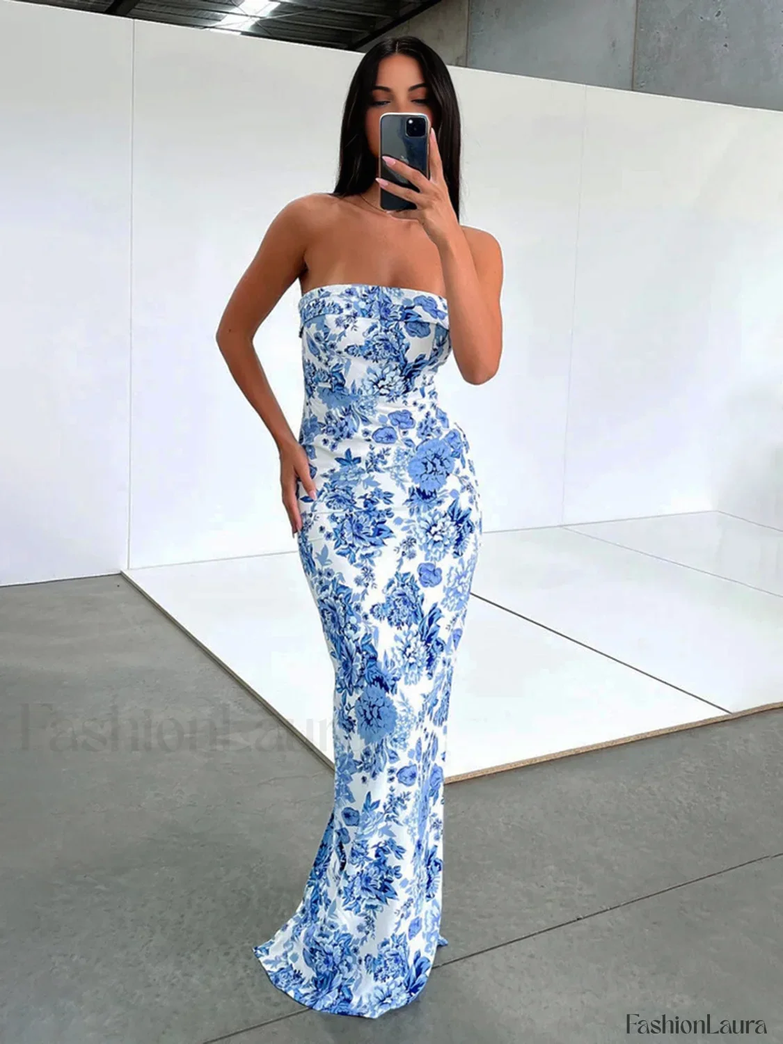 Multi Floral Graceful Split Long Dress - Image 15