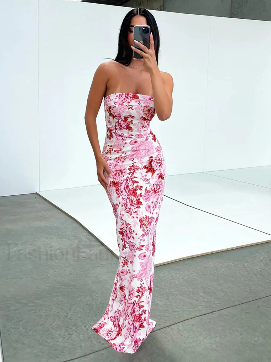 Multi Floral Graceful Split Long Dress - Image 6