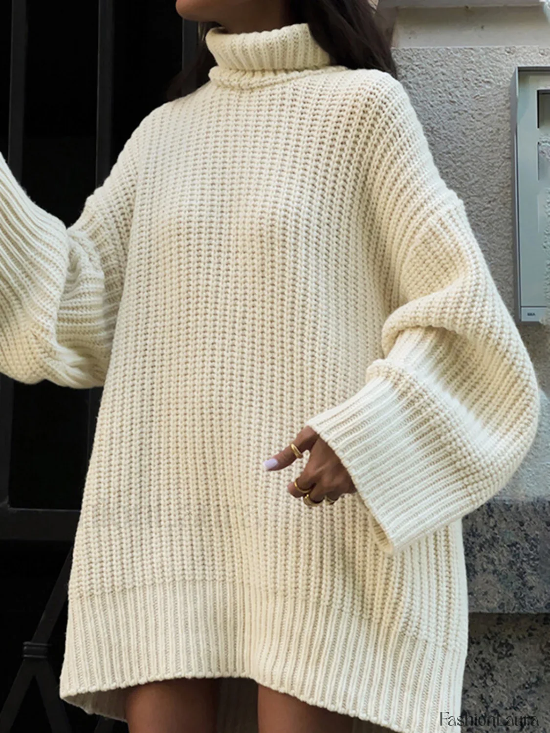 Minimalism Turtleneck Graceful Short Sweater Dress - Image 12