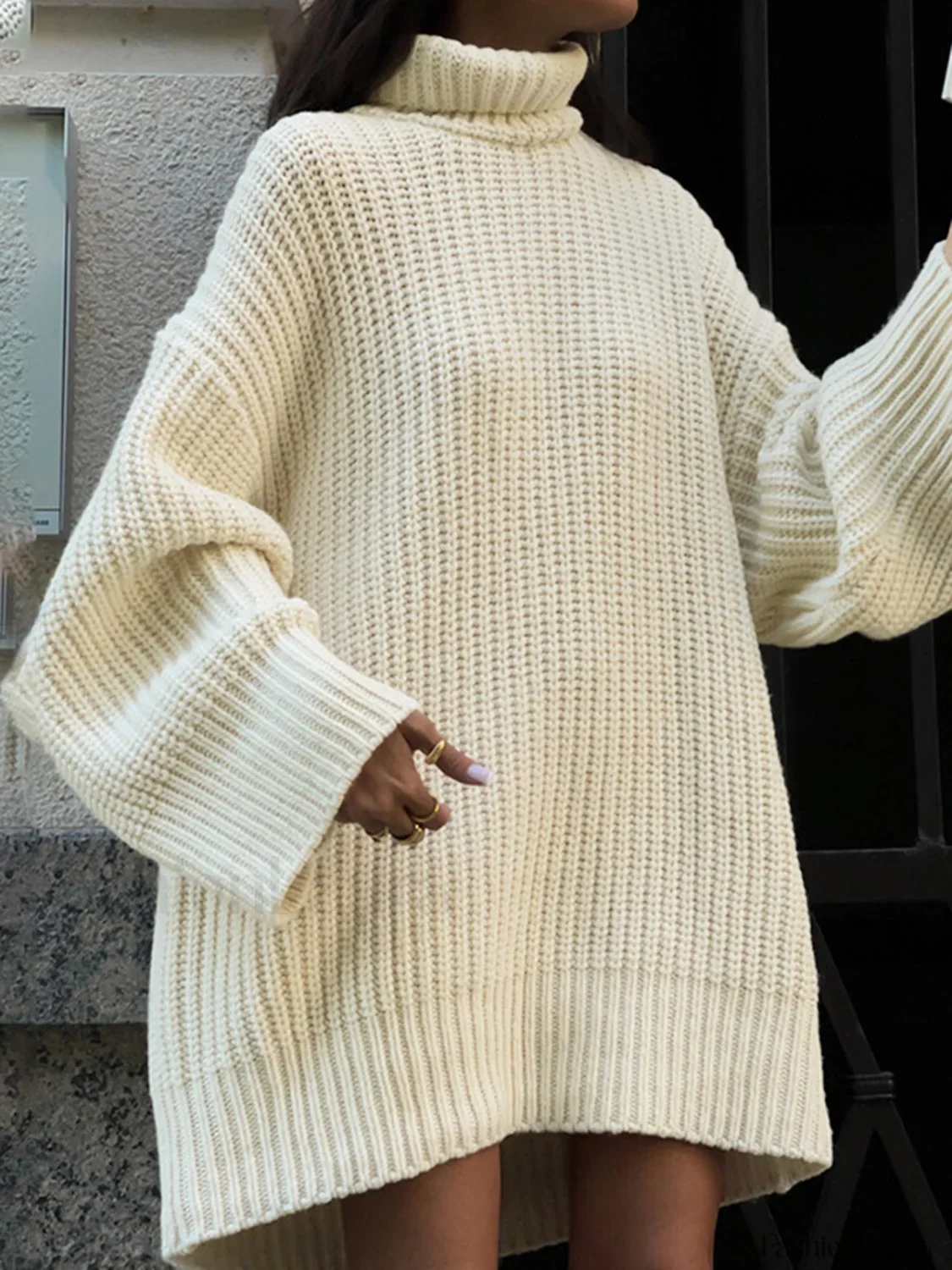 Minimalism Turtleneck Graceful Short Sweater Dress - Image 14