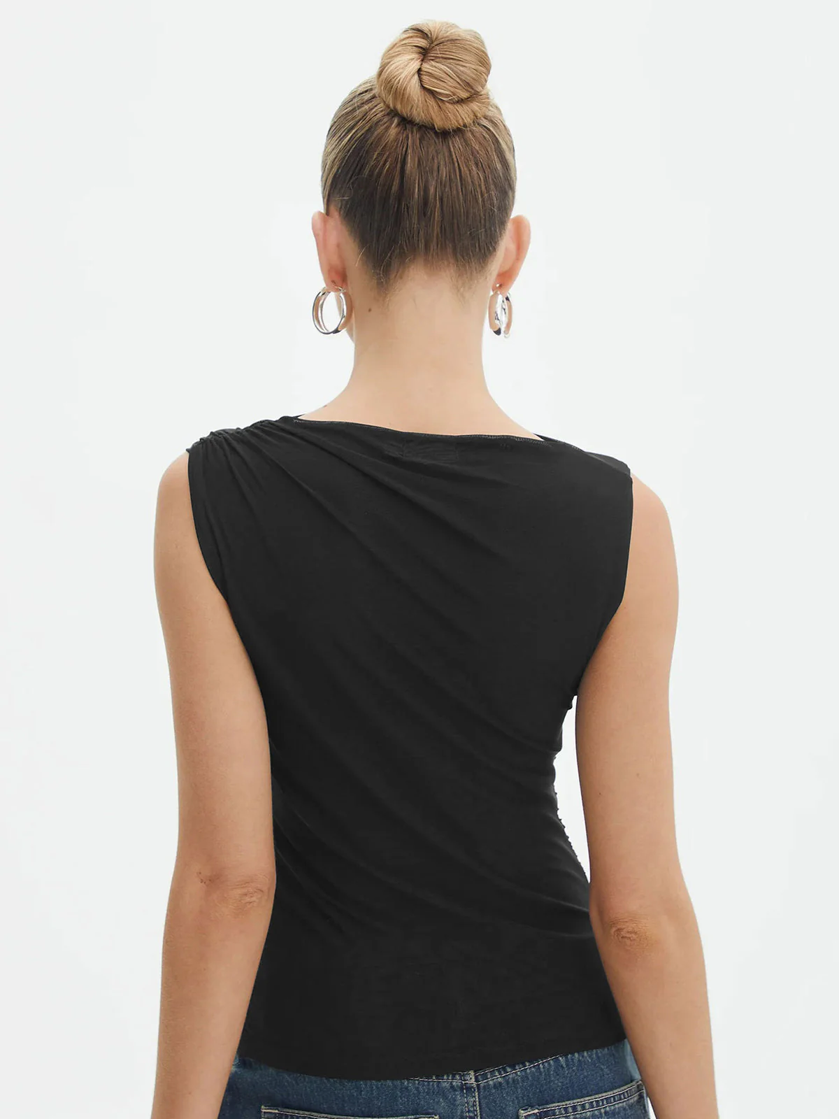 Solid Pleated Graceful Tank Top - Image 3