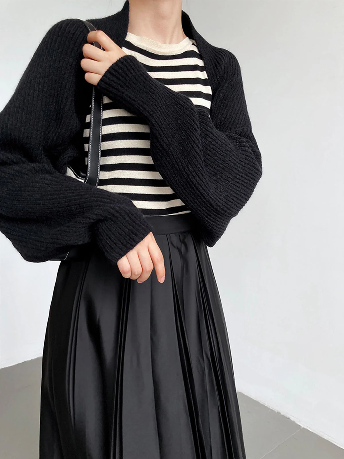 Solid Open-Front Graceful Shrug Sweater - Image 11
